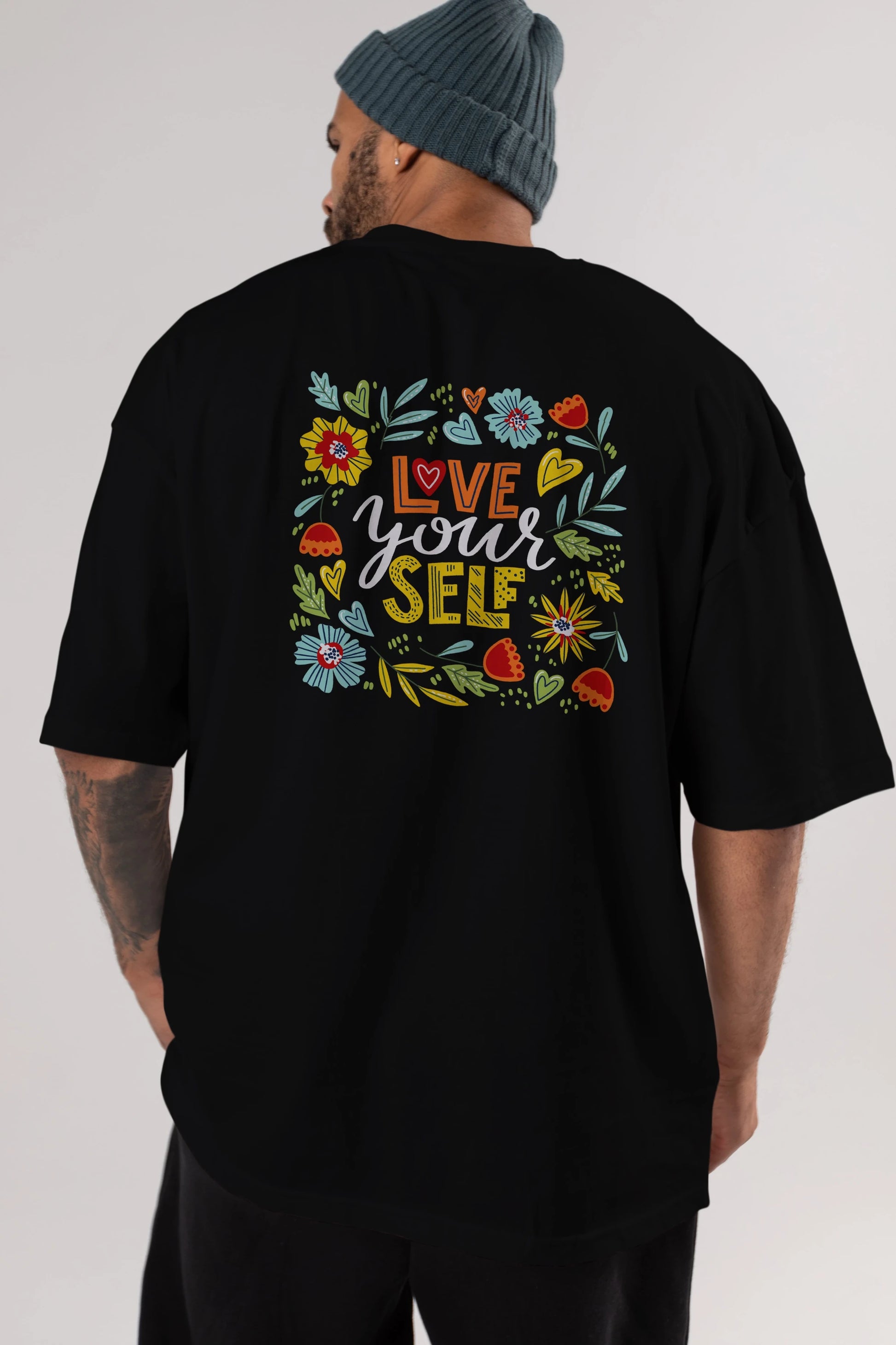 Love Yourself Yazılı Arka Baskılı Oversize t-shirt Erkek Kadın Unisex