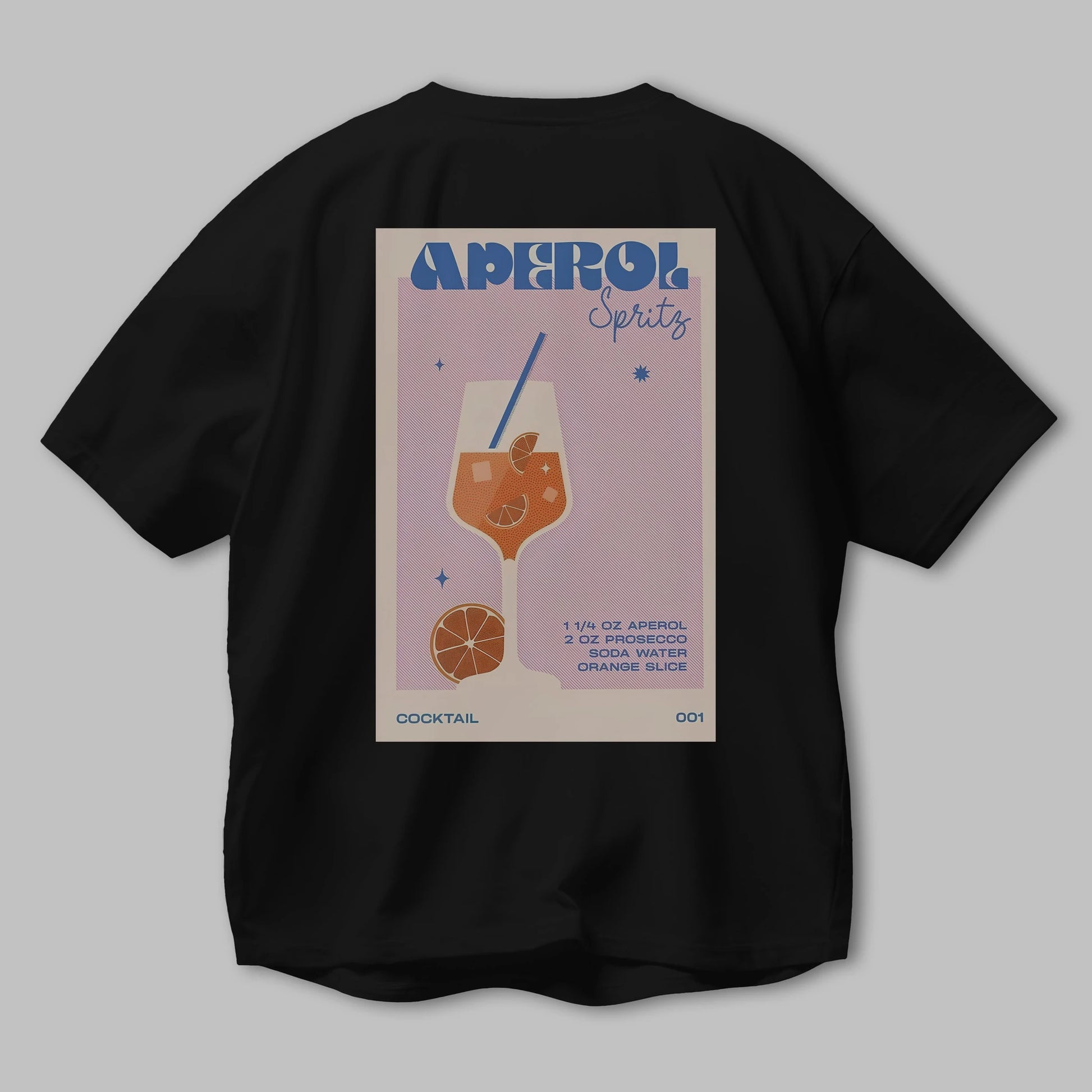 Aperol Spritz Arka Baskılı Oversize t-shirt Erkek Kadın Unisex %100 Pamuk Bisiklet Yaka tişort