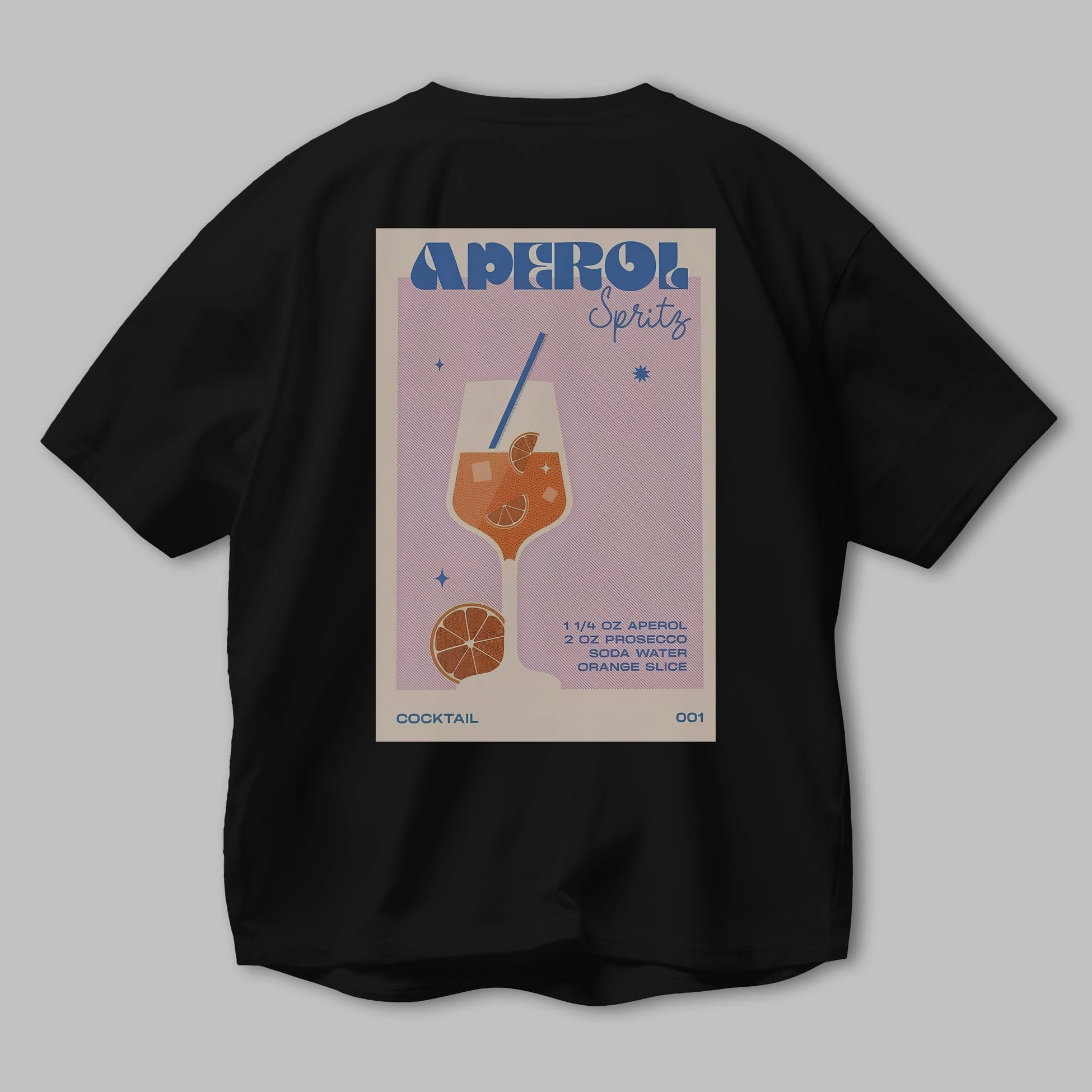 Aperol Spritz Arka Baskılı Oversize t-shirt Erkek Kadın Unisex %100 Pamuk Bisiklet Yaka tişort