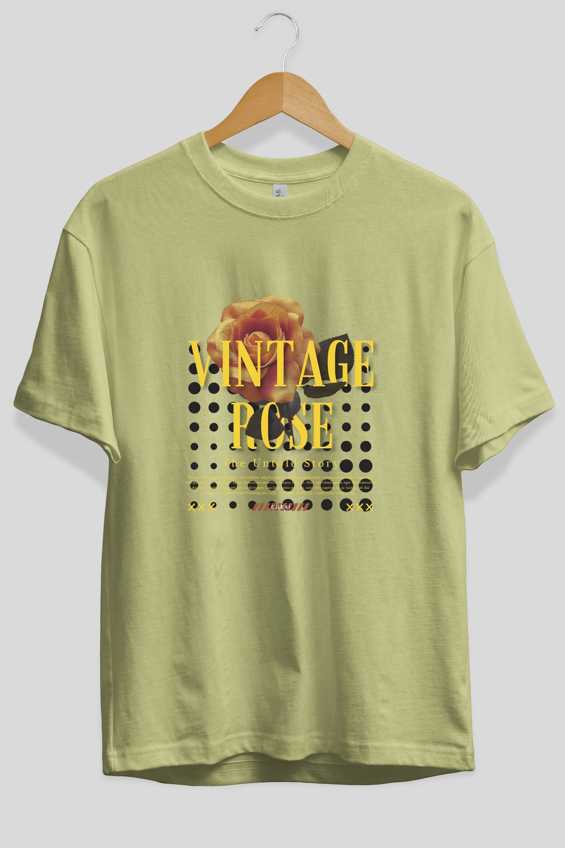 Vintage Rose Yazılı Ön Baskılı Oversize t-shirt Erkek Kadın Unisex