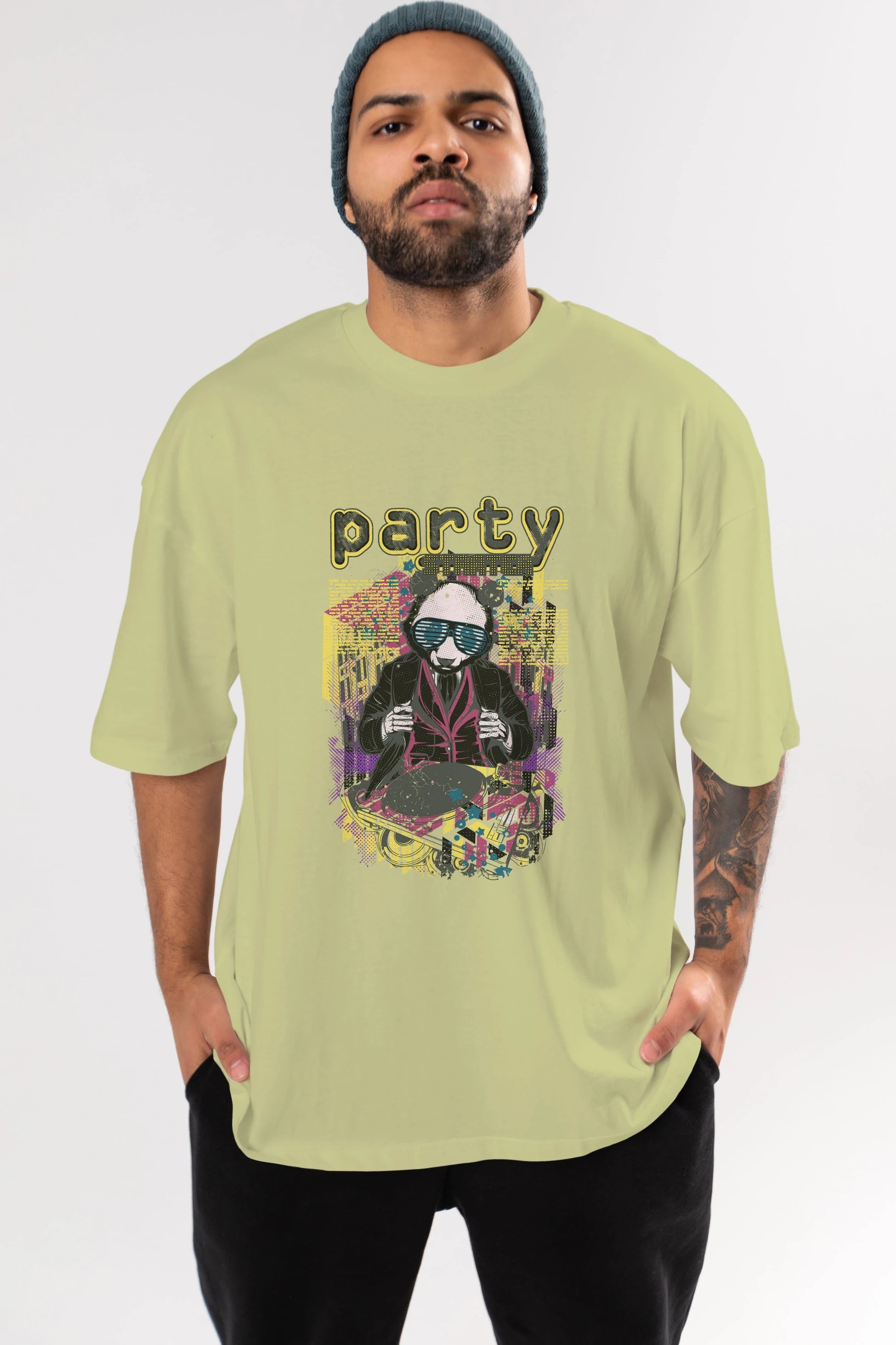 Party Starter Ön Baskılı Oversize t-shirt Erkek Kadın Unisex