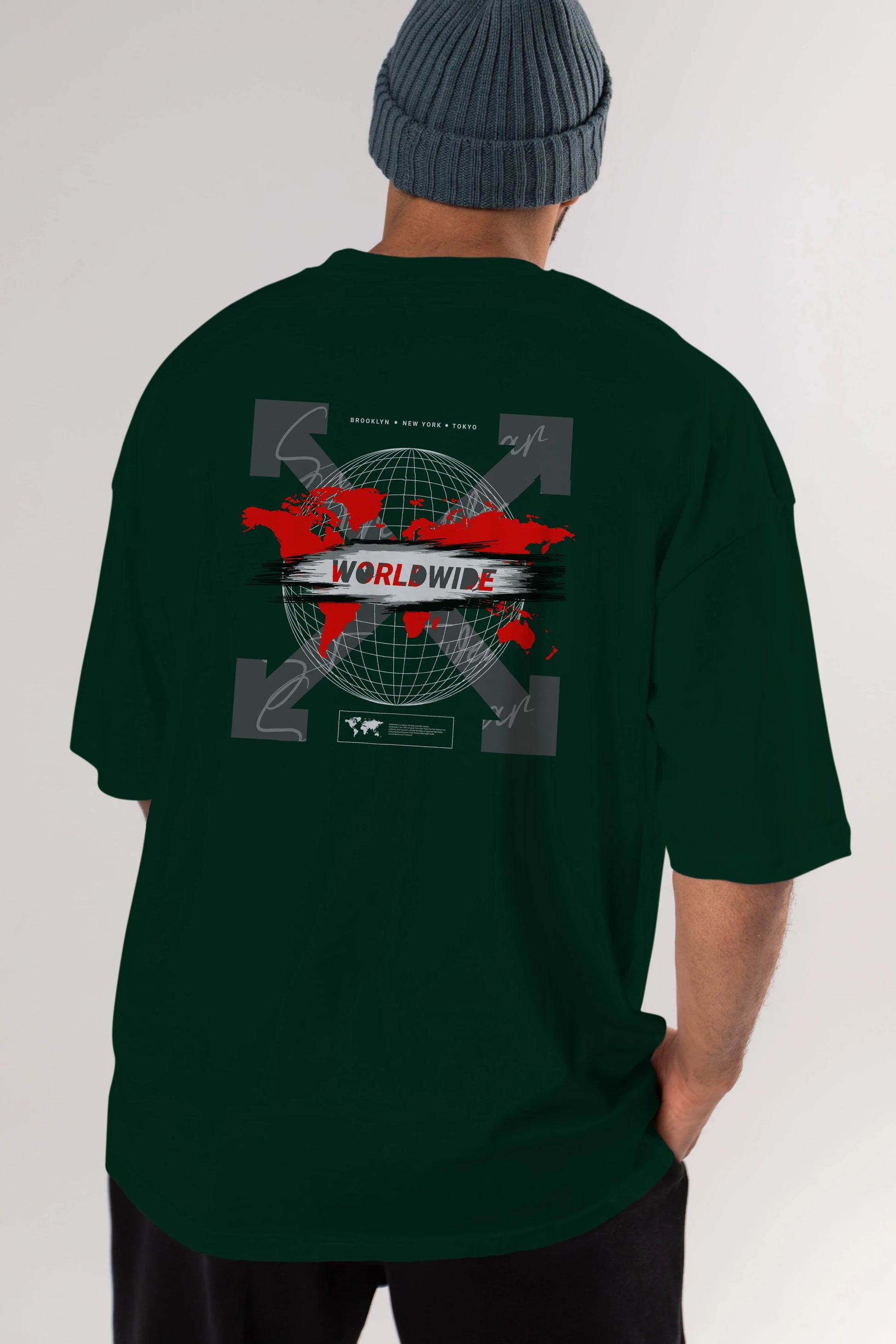 Worldwide Style Arka Baskılı Oversize t-shirt Erkek Kadın Unisex