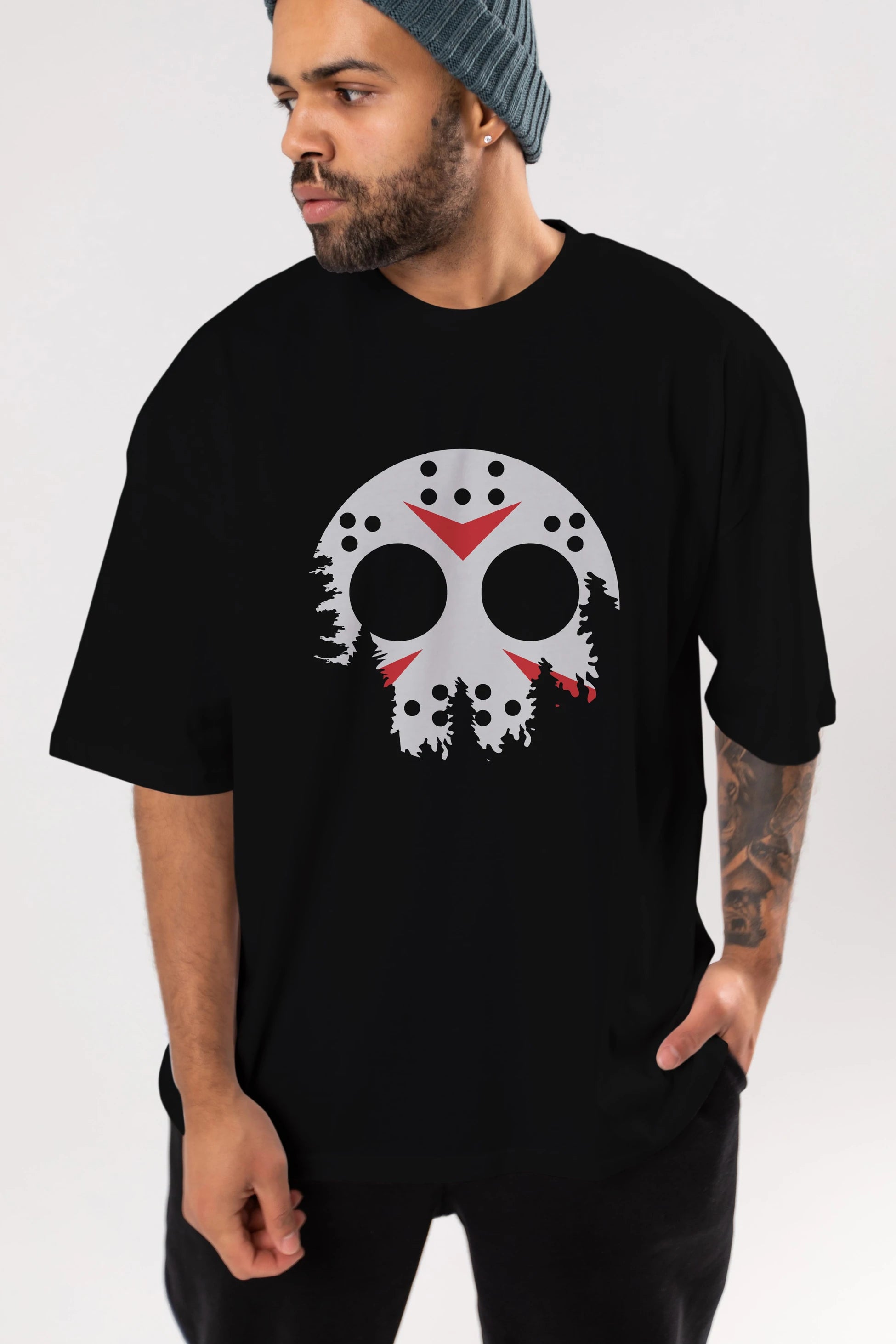 Jason Moon Ön Baskılı Oversize t-shirt %100 pamuk Erkek Kadın Unisex