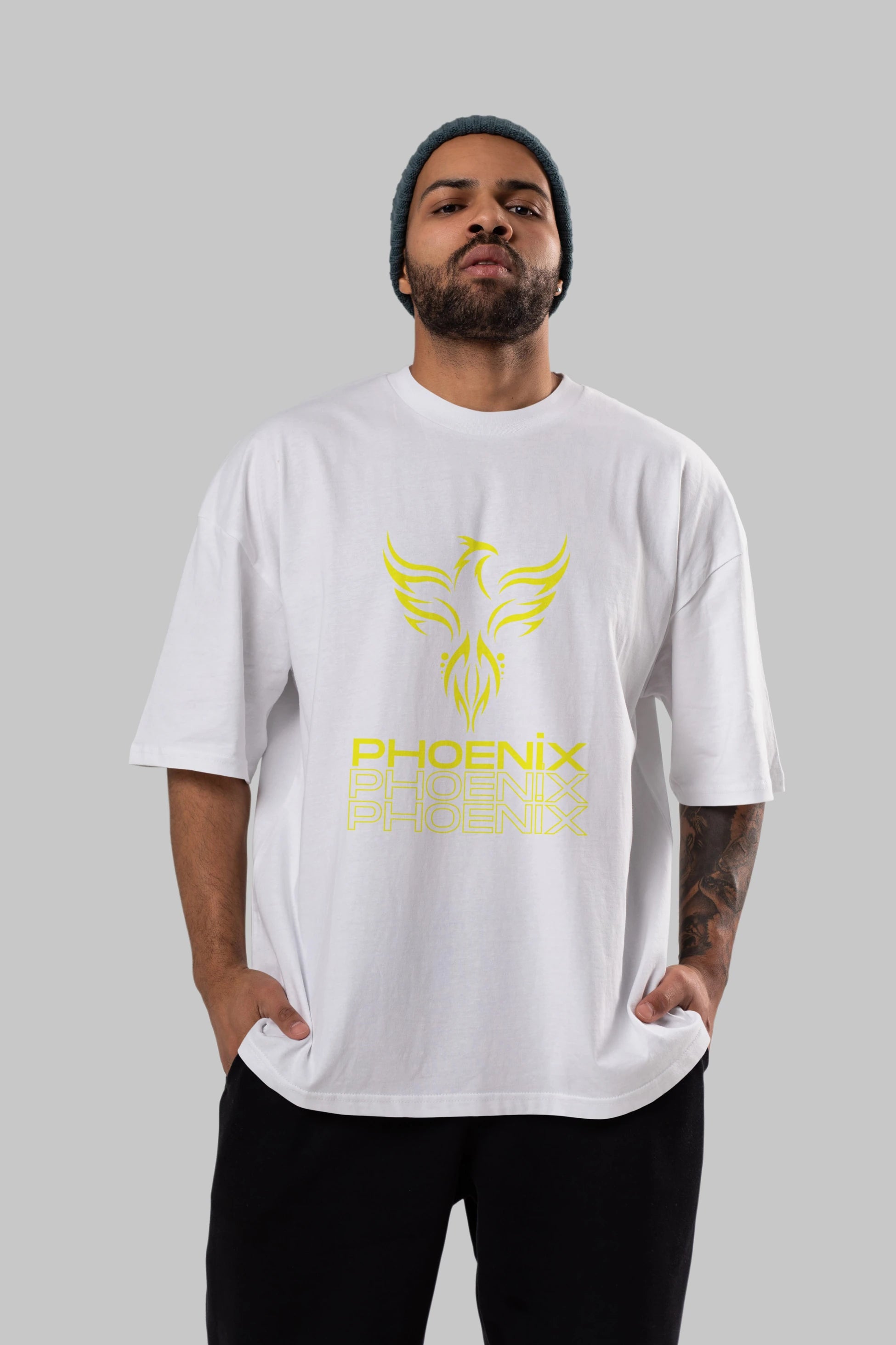 Phoenix Yazılı Ön Baskılı Oversize t-shirt Erkek Kadın Unisex