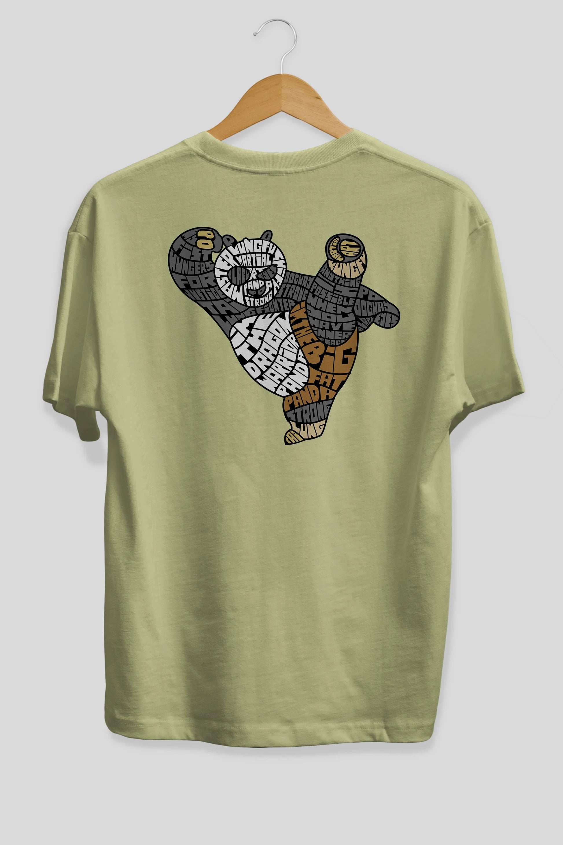 Warrior Panda Arka Baskılı Oversize t-shirt %100 pamuk Erkek Kadın Unisex