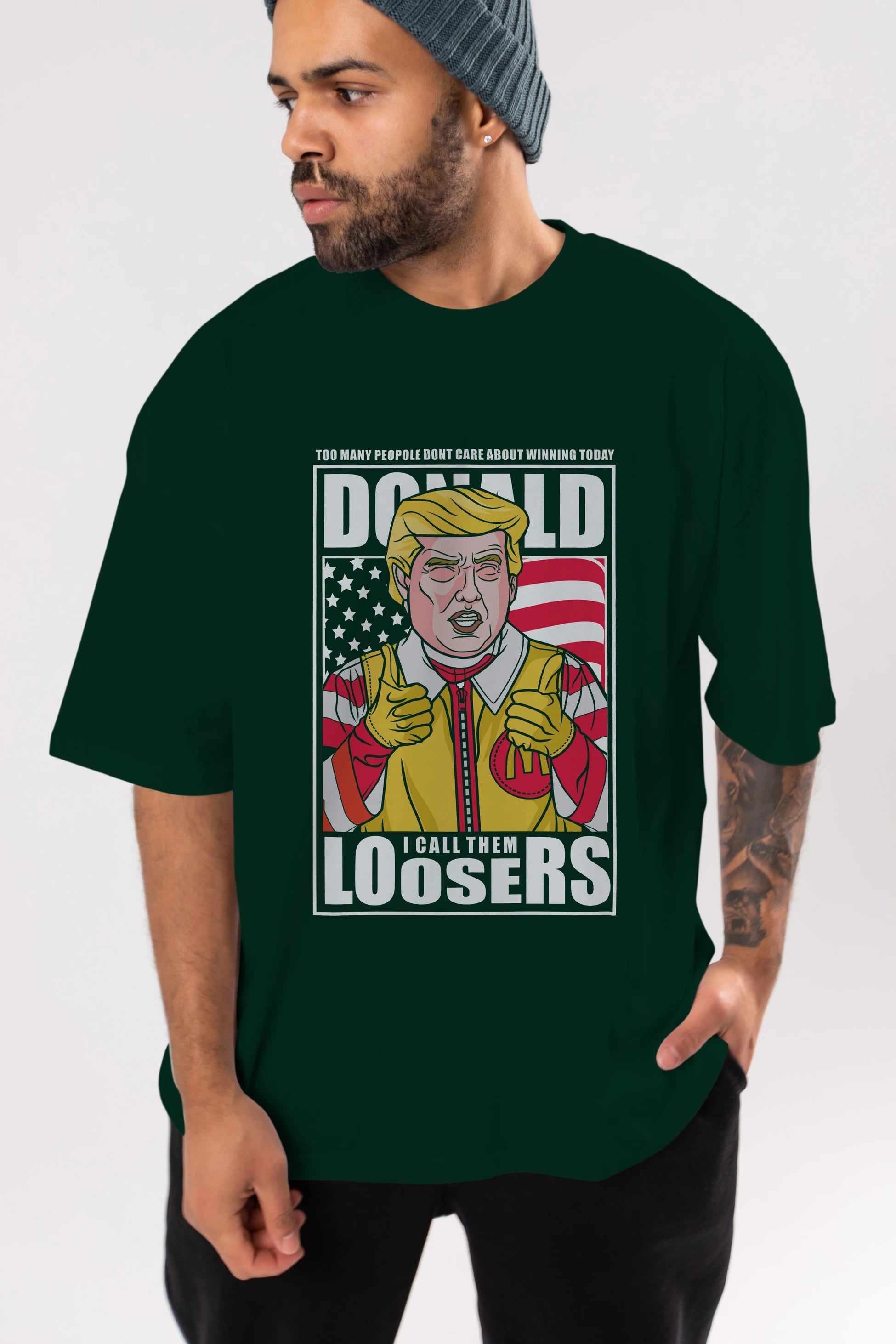Ronald Trump Ön Baskılı Oversize t-shirt Erkek Kadın Unisex %100 Pamuk tişort