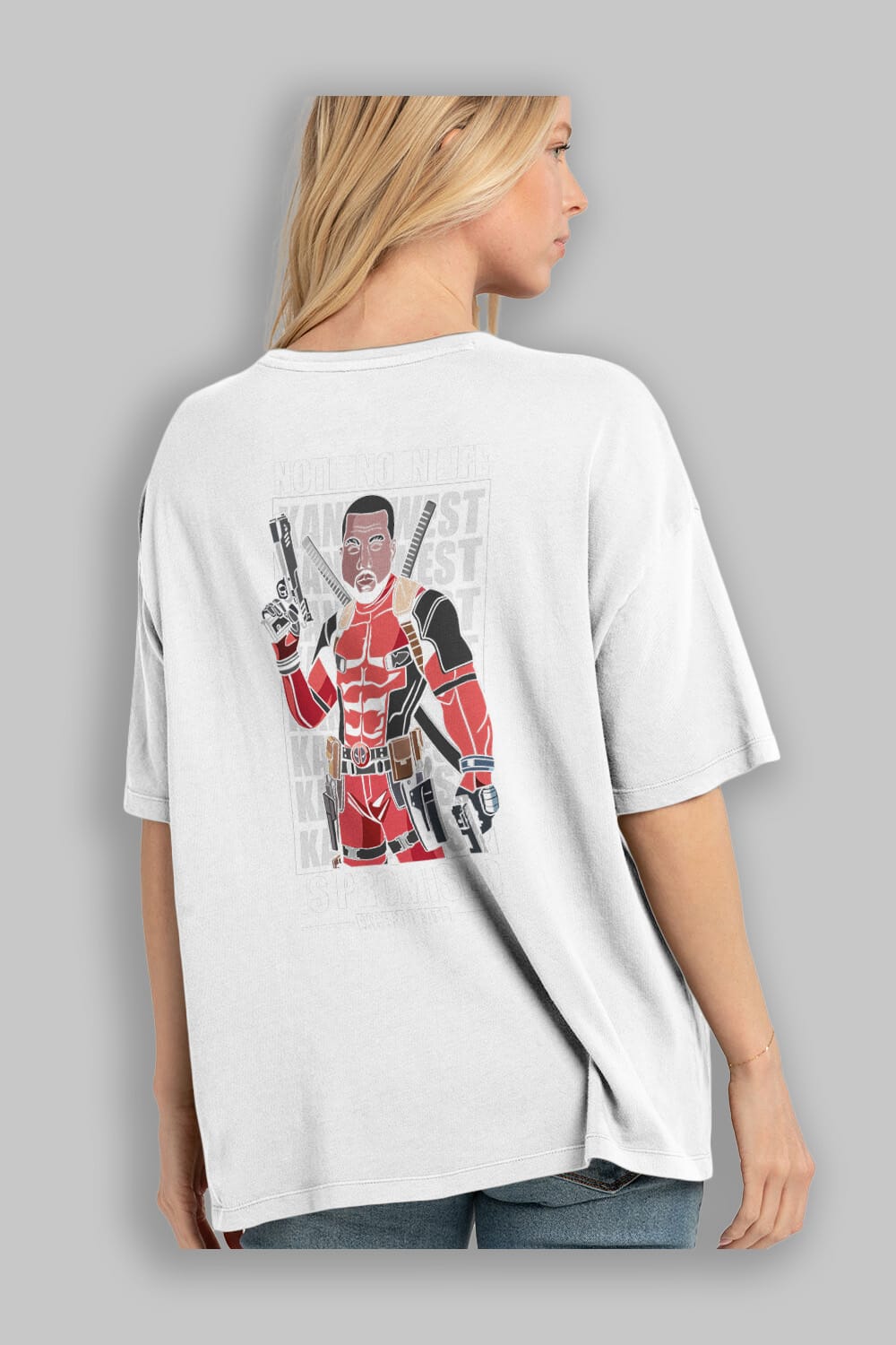 Kanye West Deadpool Arka Baskılı Oversize t-shirt Erkek Kadın Unisex %100 Pamuk tişort