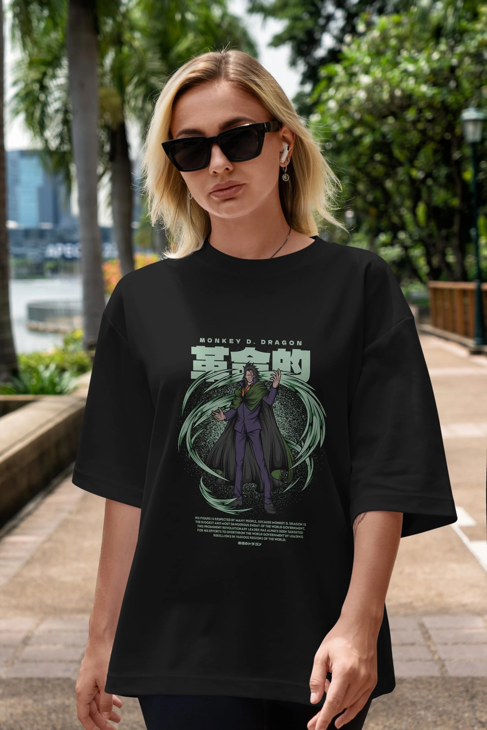 Monkey D. Dragon Anime Ön Baskılı Oversize t-shirt %100 pamuk Erkek Kadın Unisex