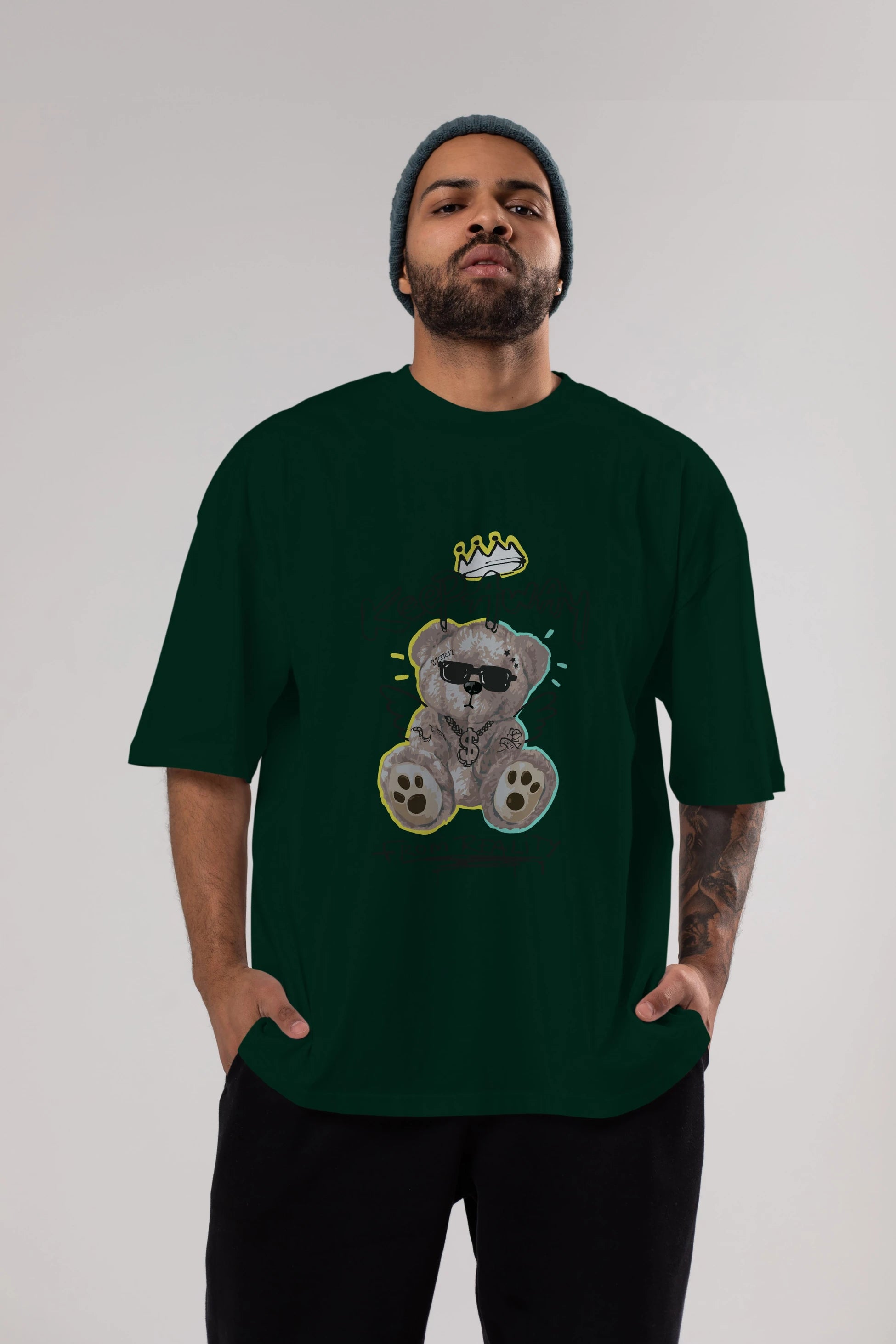 Keep Away Bear 2 Ön Baskılı Oversize t-shirt Erkek Kadın Unisex