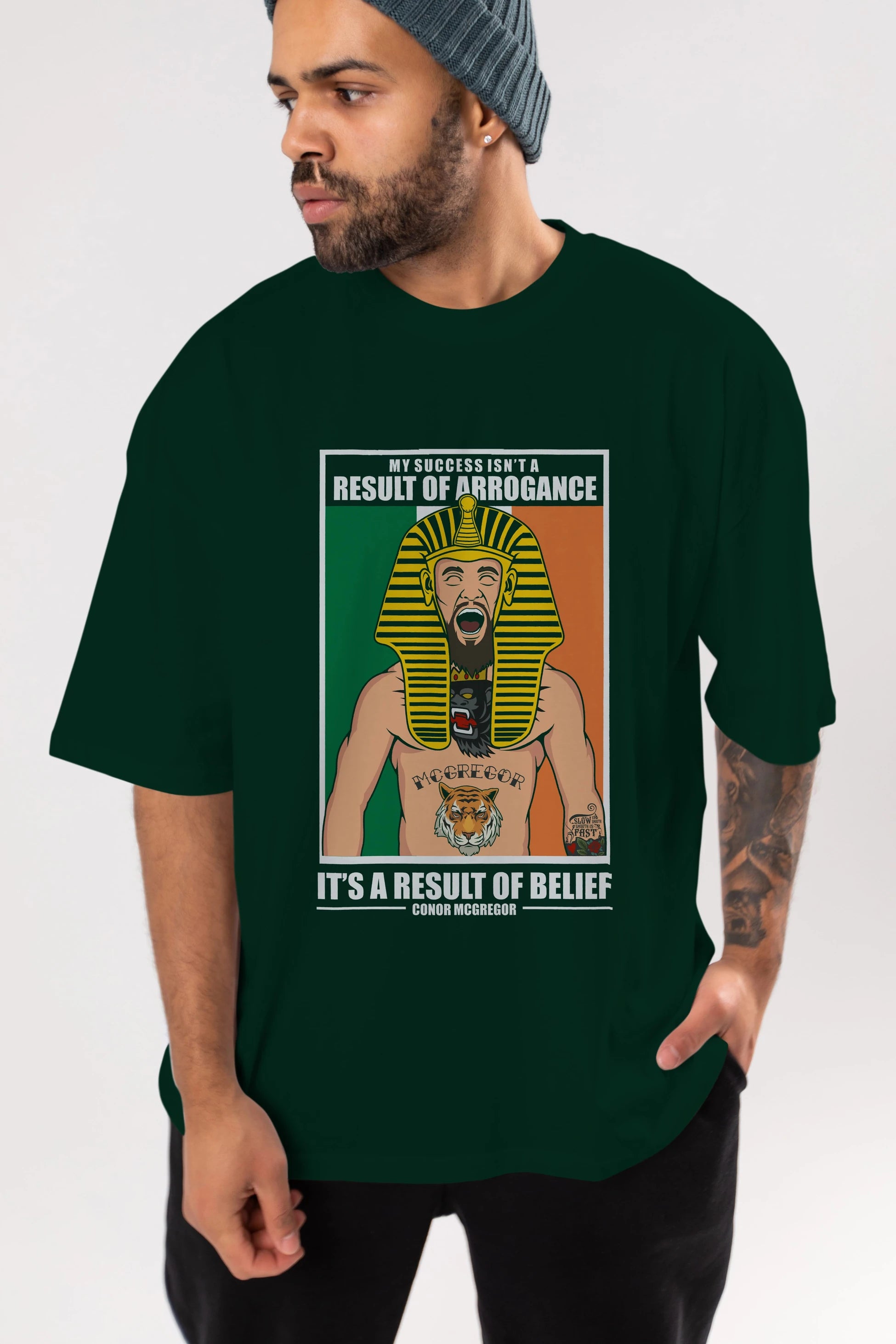 McGregor Pharaoh Ön Baskılı Oversize t-shirt Erkek Kadın Unisex %100 Pamuk tişort