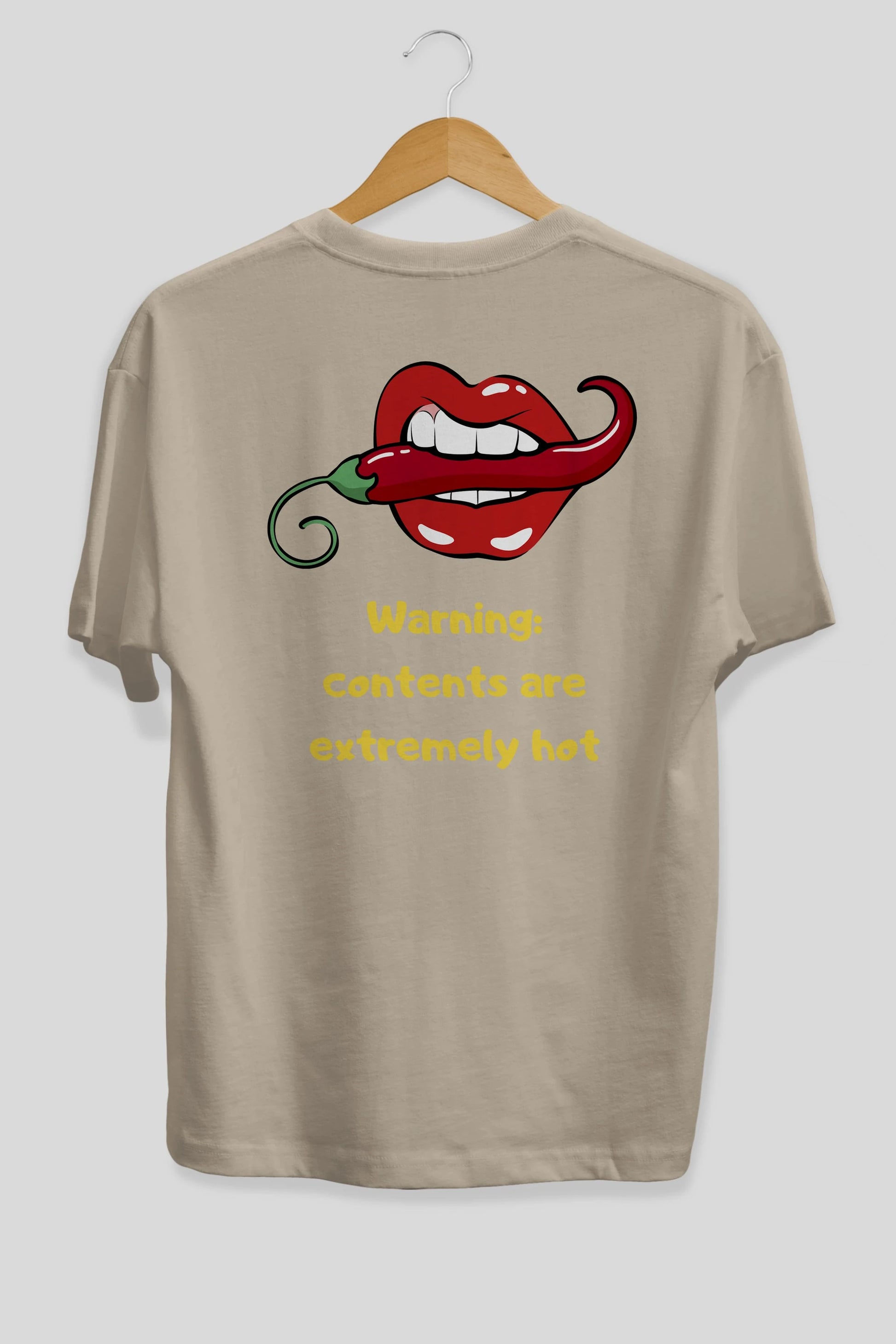 Warning Contents Yazılı Arka Baskılı Oversize t-shirt Erkek Kadın Unisex