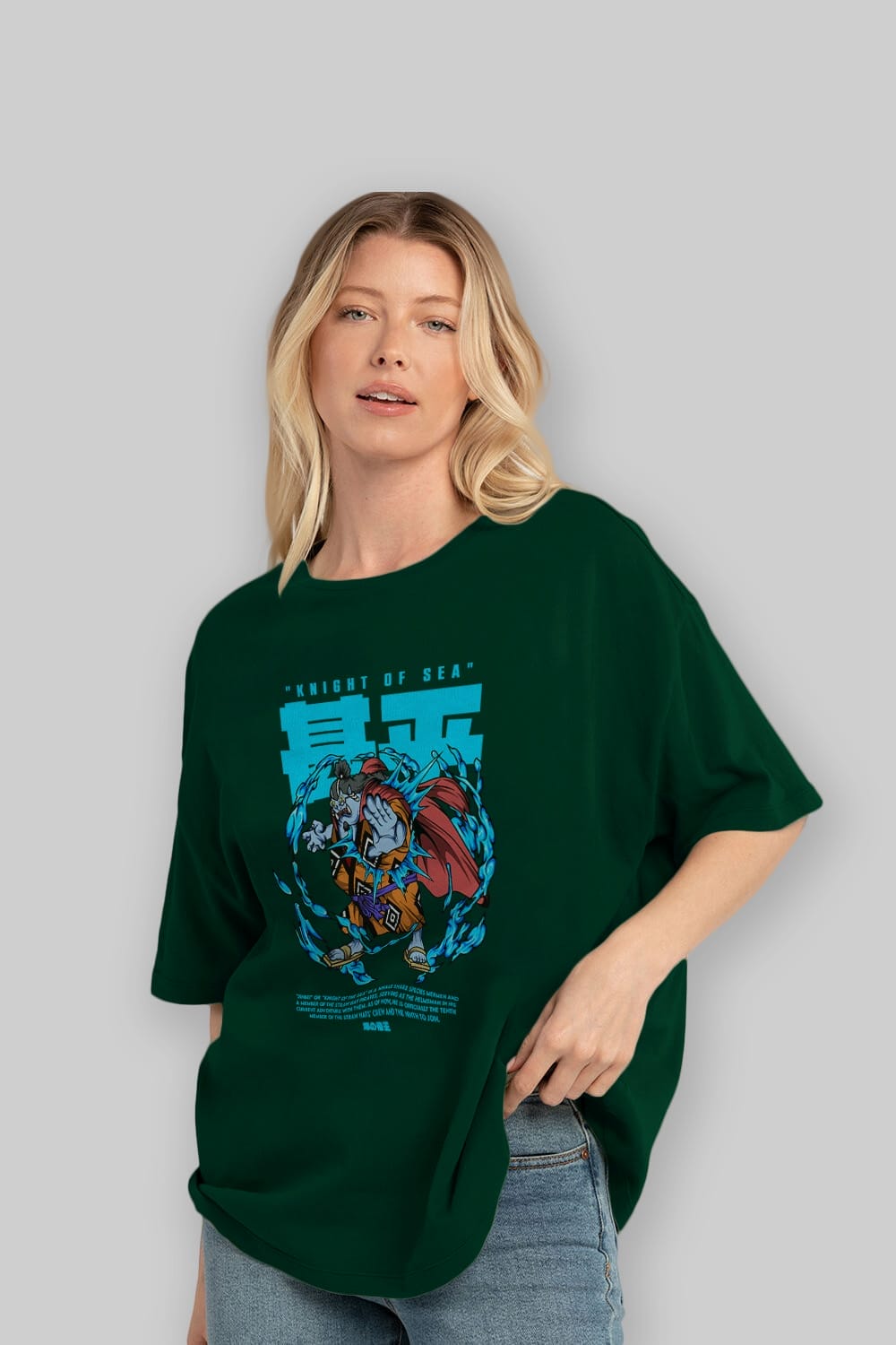 Jinbei Anime Ön Baskılı Oversize t-shirt %100 pamuk Erkek Kadın Unisex