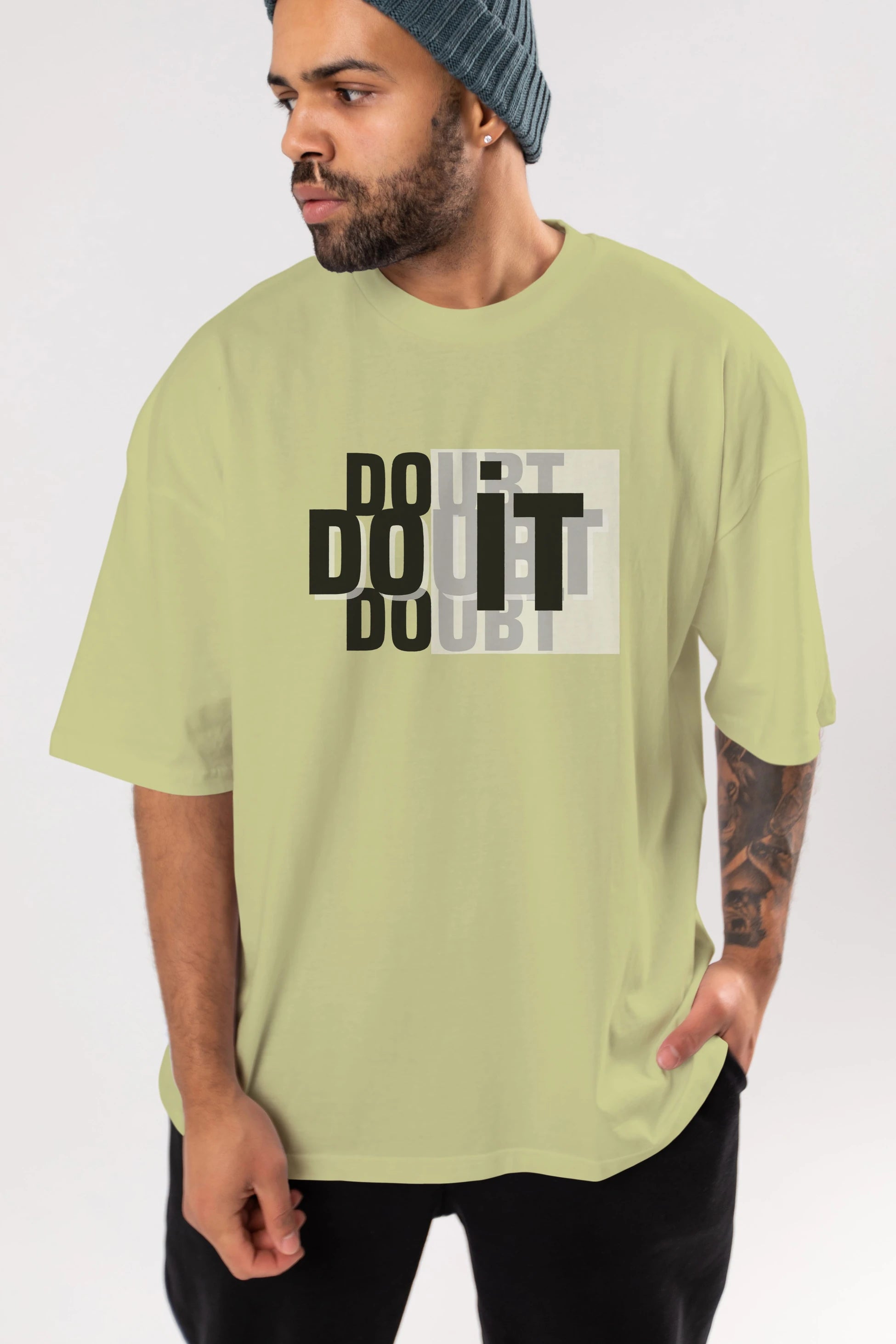 Do it Yazılı Ön Baskılı Oversize t-shirt Erkek Kadın Unisex