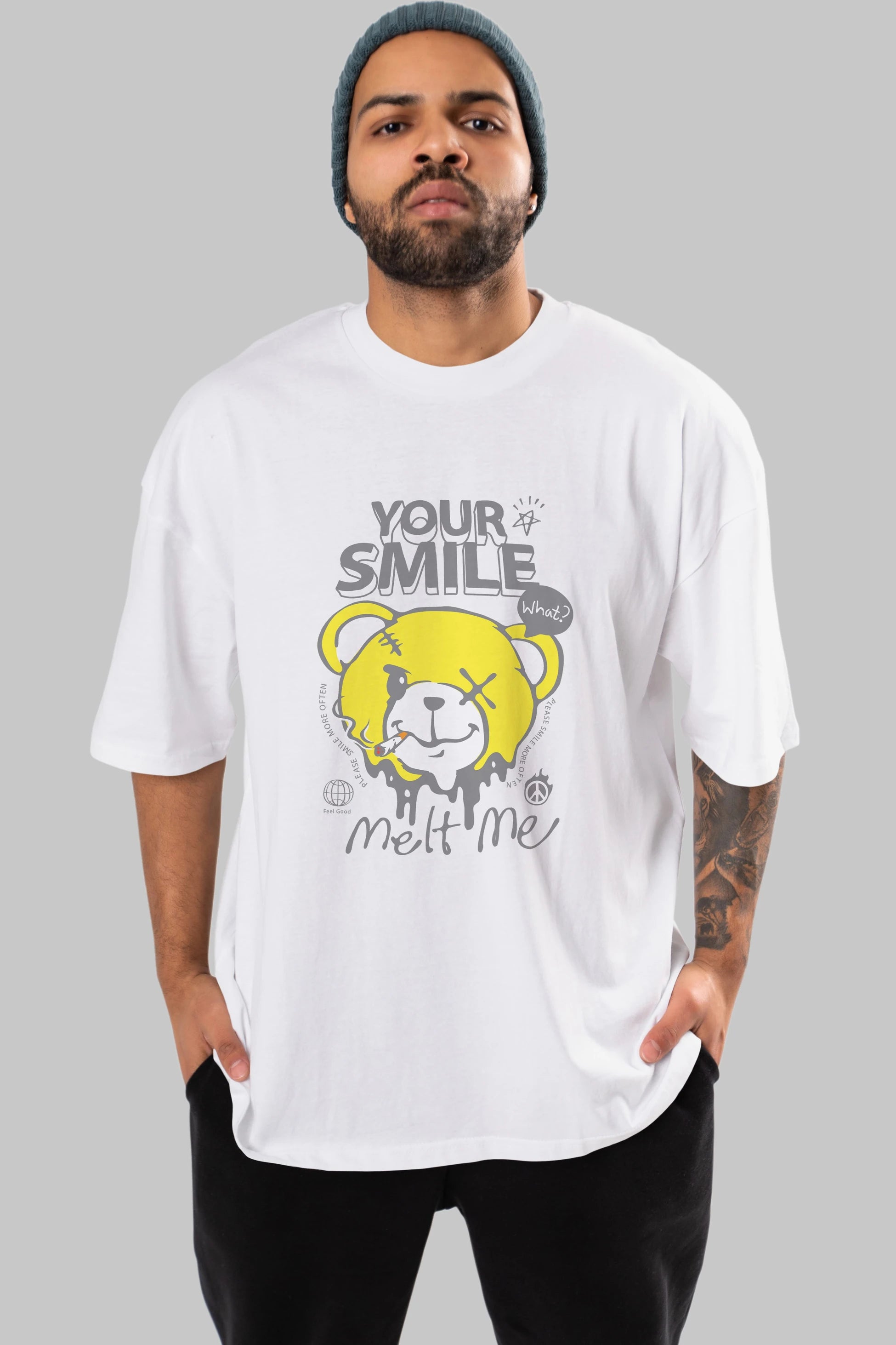 Your Smile Bear Ön Baskılı Oversize t-shirt Erkek Kadın Unisex