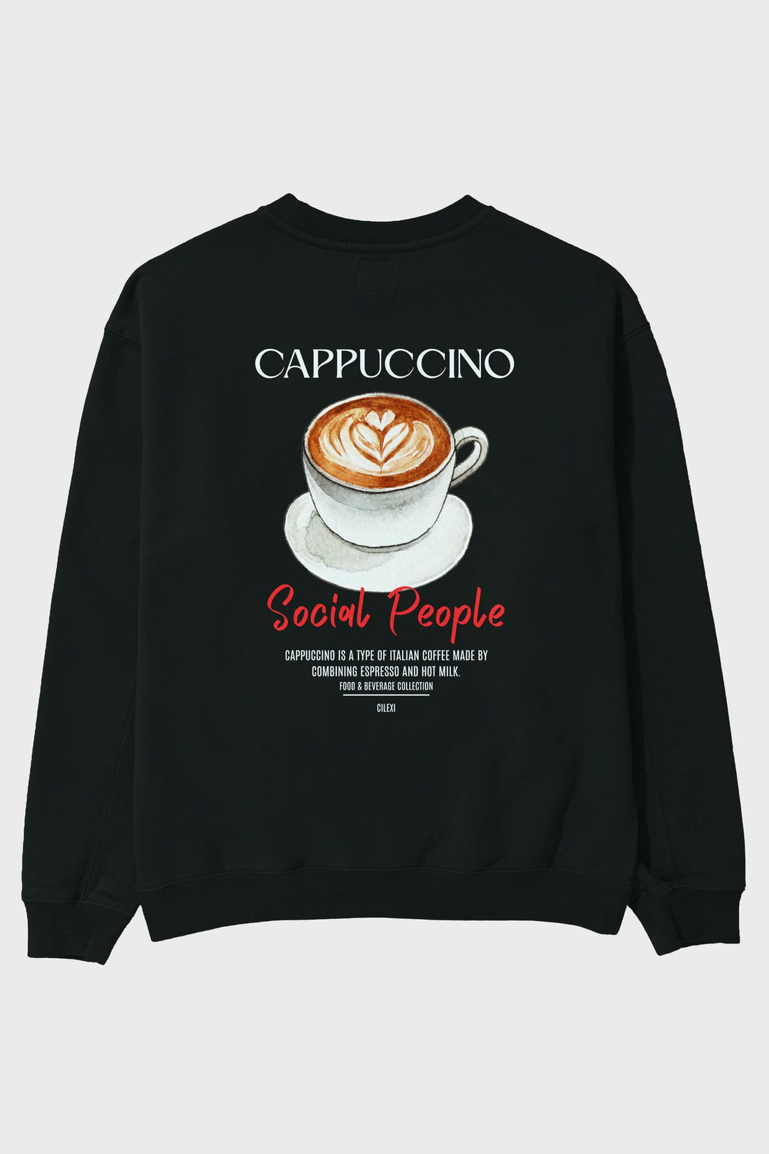 Cappuccino Arka Baskılı Oversize Sweatshirt Erkek Kadın Unisex