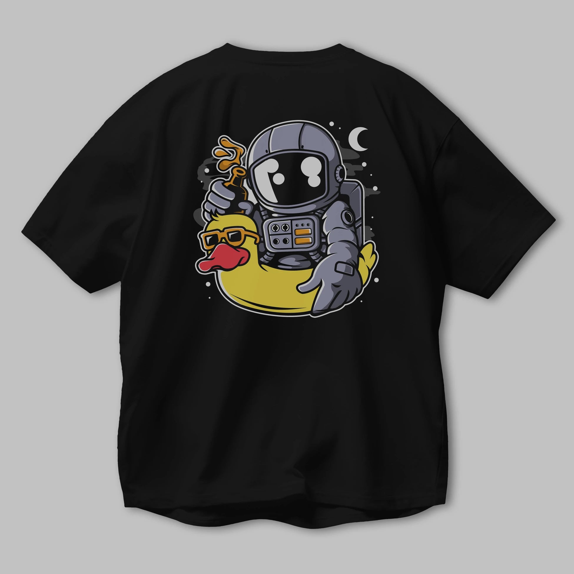 Astronaut Duck Balloon Arka Baskılı Oversize t-shirt Erkek Kadın Unisex