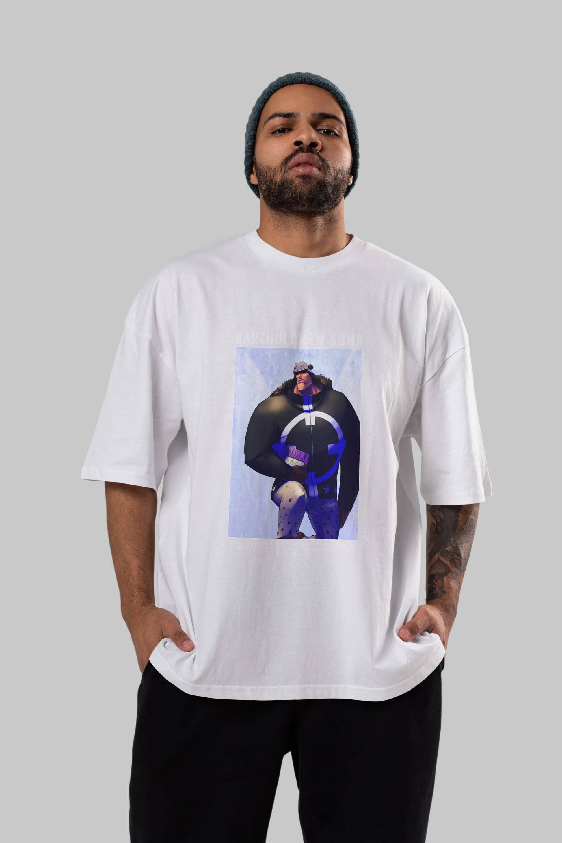 Bartholomew Kuma Anime Ön Baskılı Oversize t-shirt Erkek Kadın Unisex