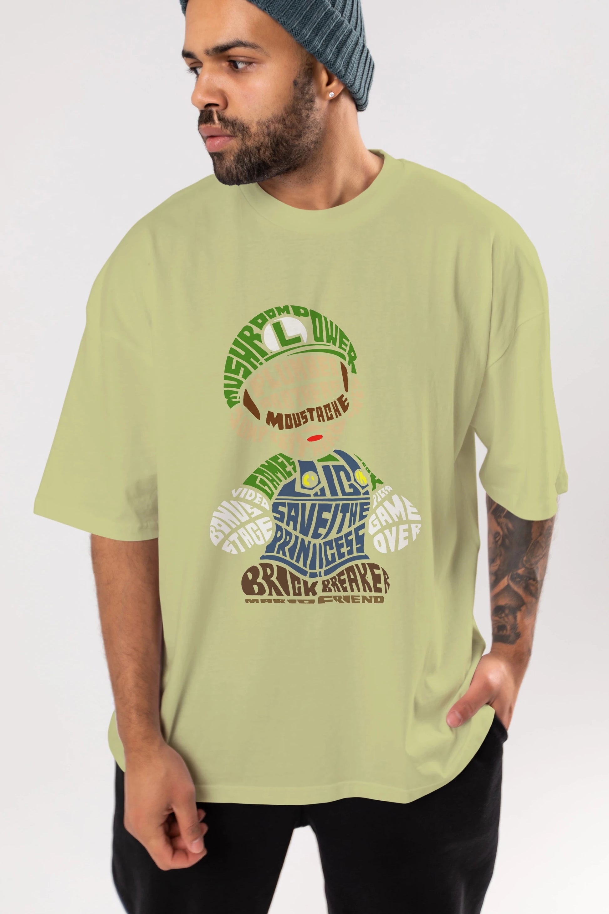 Plumber Brothers Ön Baskılı Oversize t-shirt %100 pamuk Erkek Kadın Unisex