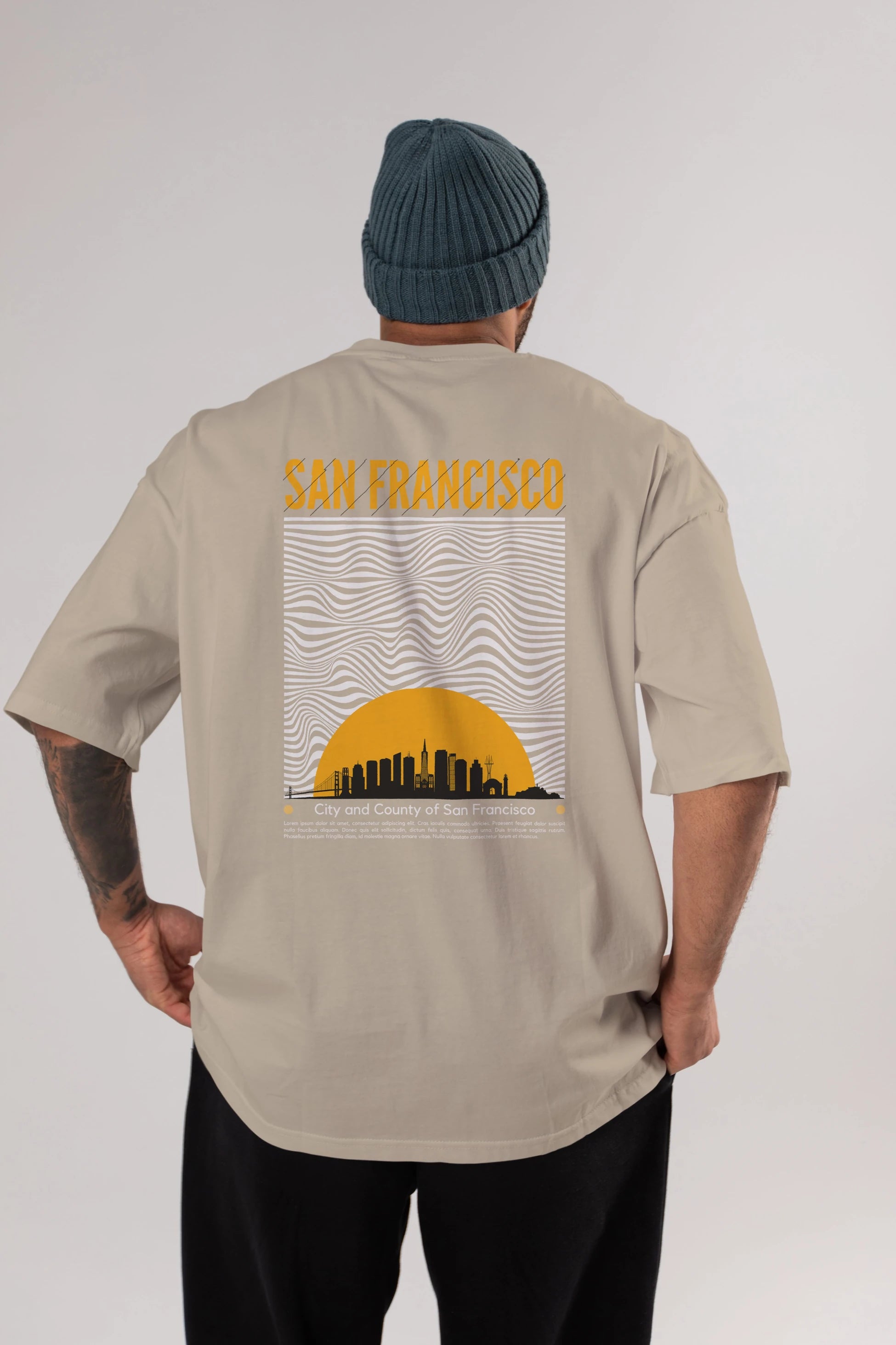 San Francisco Yazılı Arka Baskılı Oversize t-shirt Erkek Kadın Unisex