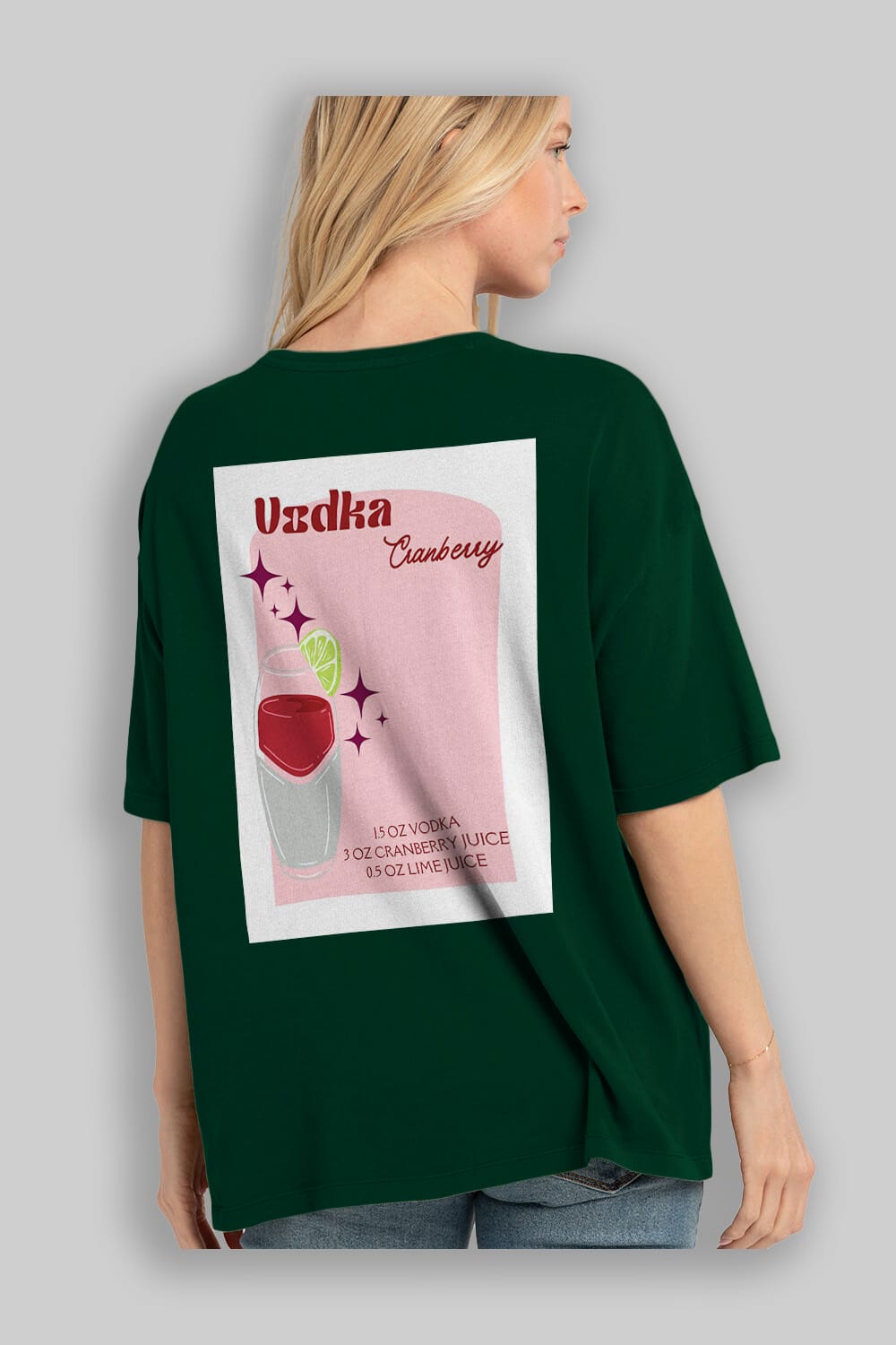 Vodka Cranberry 2 Arka Baskılı Oversize t-shirt Erkek Kadın Unisex %100 Pamuk Bisiklet Yaka tişort