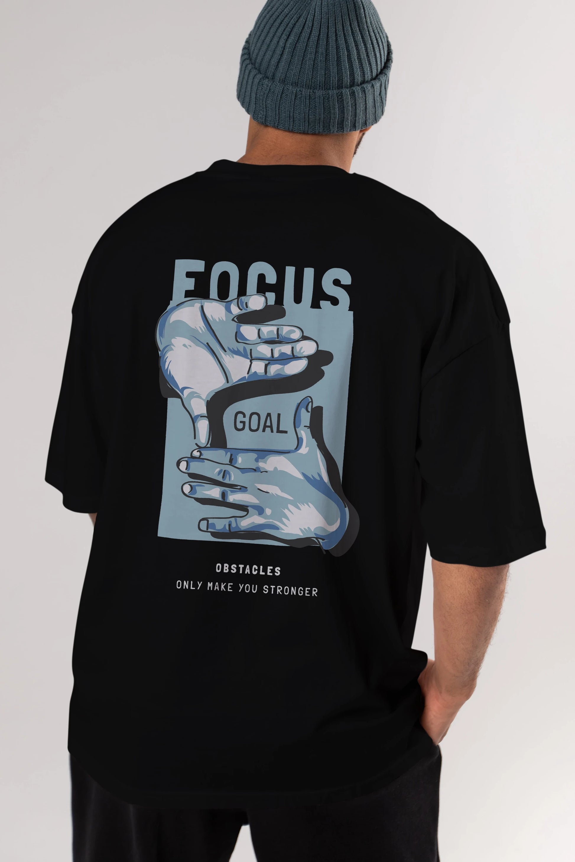 Focus Goal Arka Baskılı Oversize t-shirt Erkek Kadın Unisex