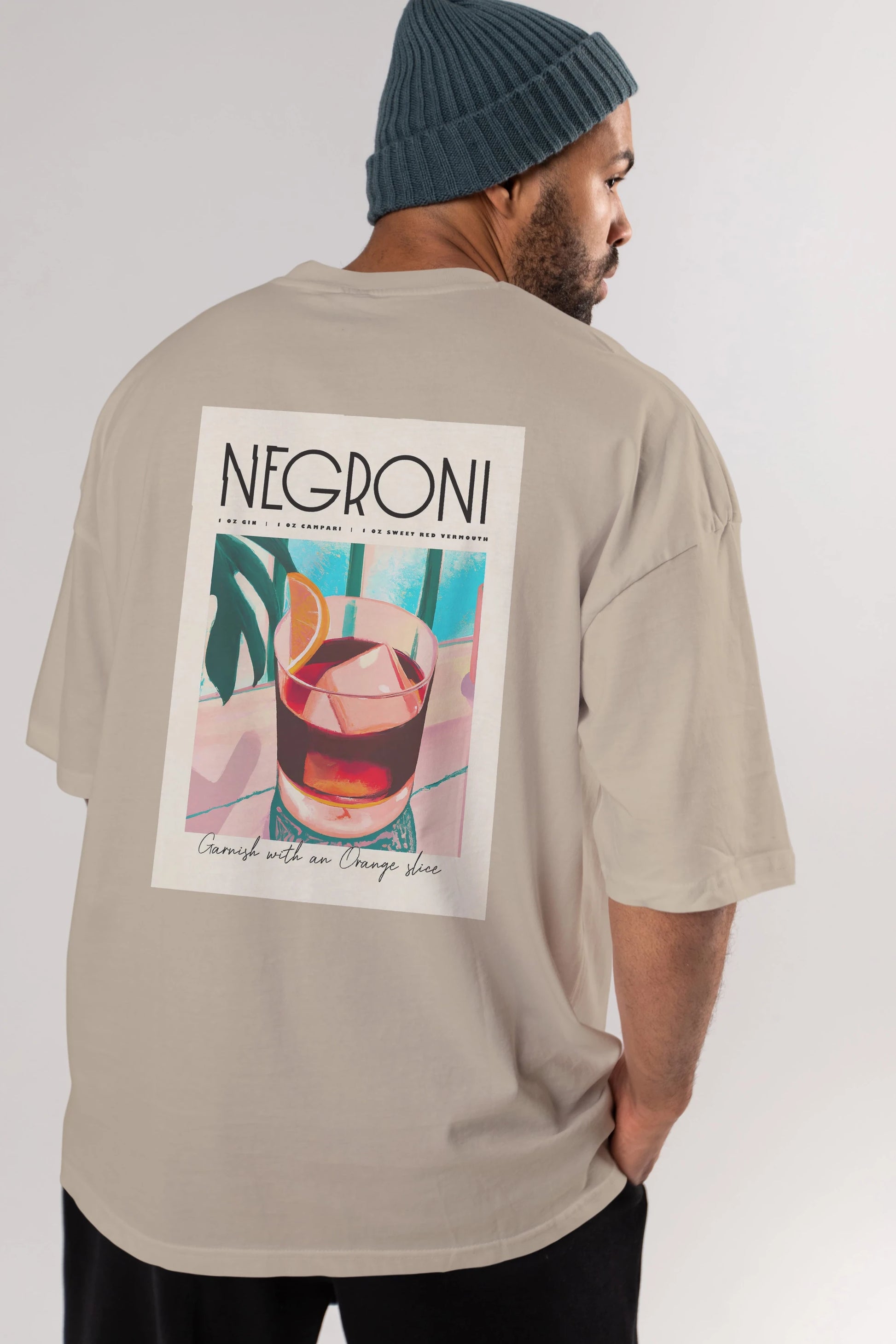 Negroni 4 Arka Baskılı Oversize t-shirt Erkek Kadın Unisex %100 Pamuk Bisiklet Yaka tişort