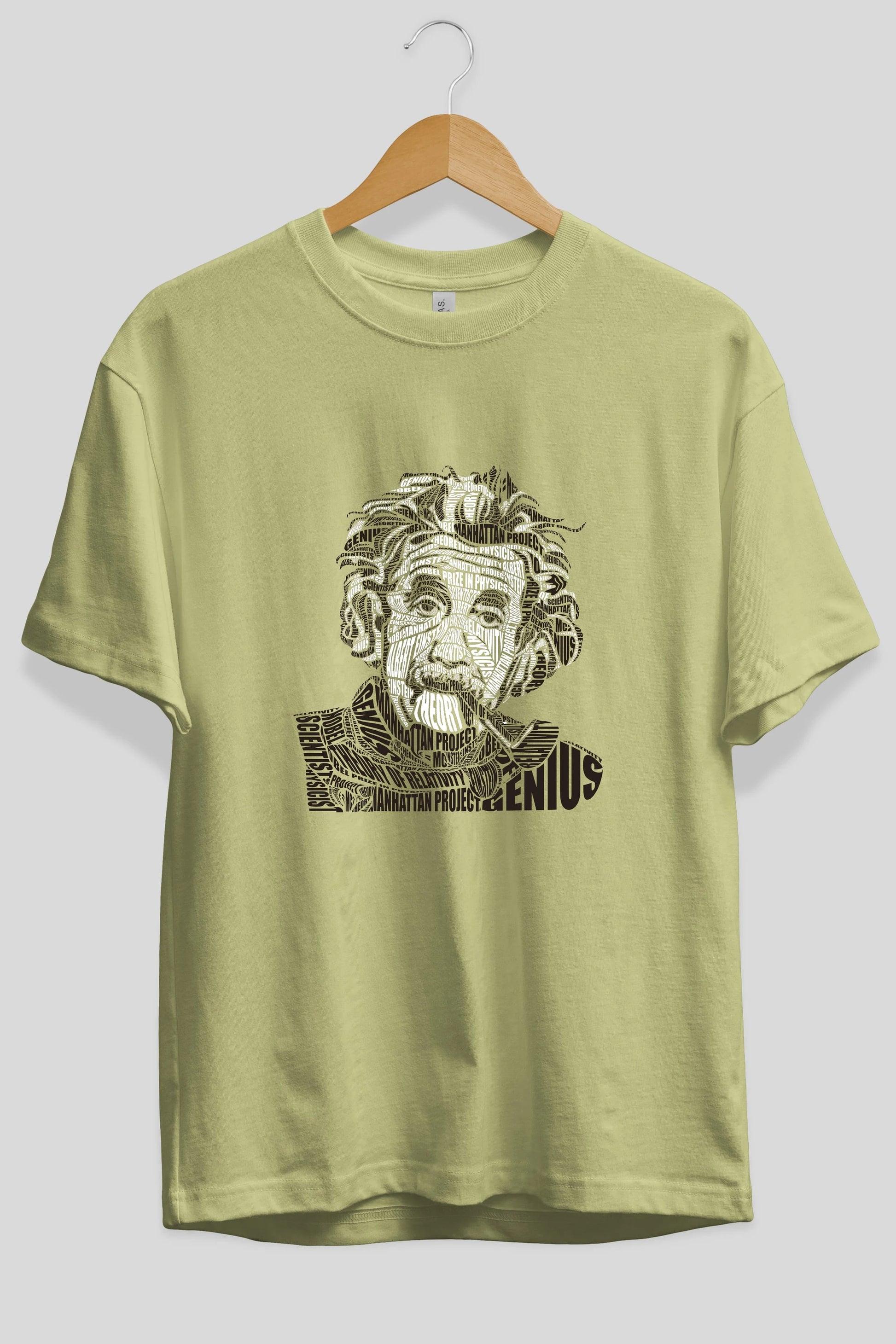 Einstein Calligram Ön Baskılı Oversize t-shirt %100 pamuk Erkek Kadın Unisex