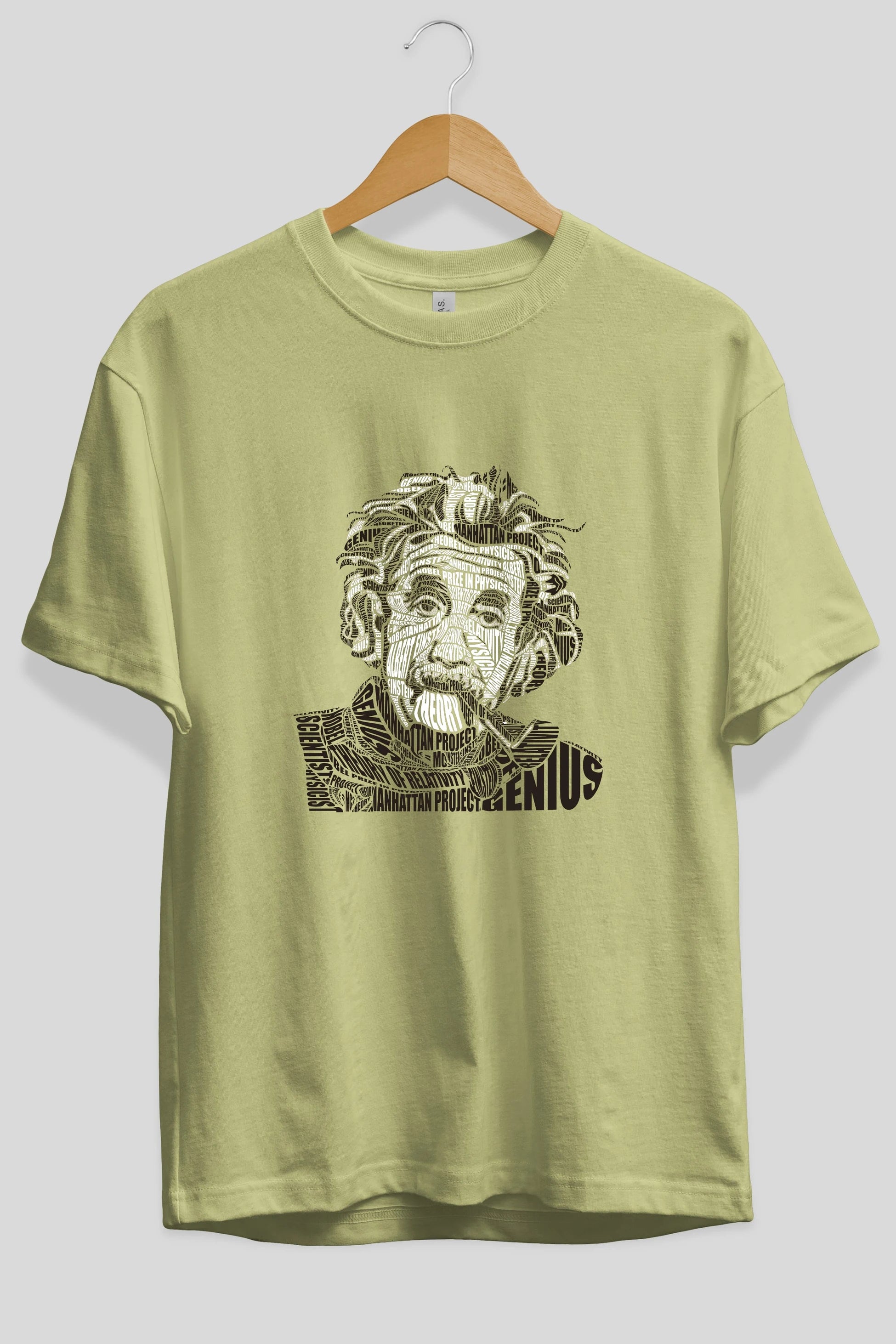 Einstein Calligram Ön Baskılı Oversize t-shirt %100 pamuk Erkek Kadın Unisex