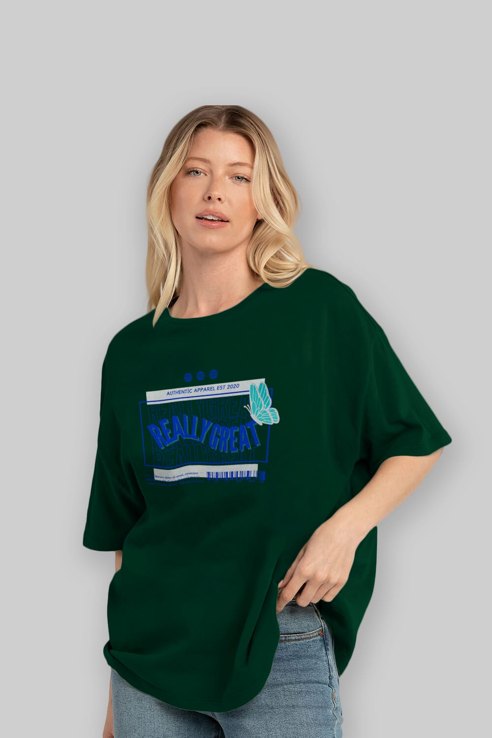 Really Great Yazılı Ön Baskılı Oversize t-shirt Erkek Kadın Unisex