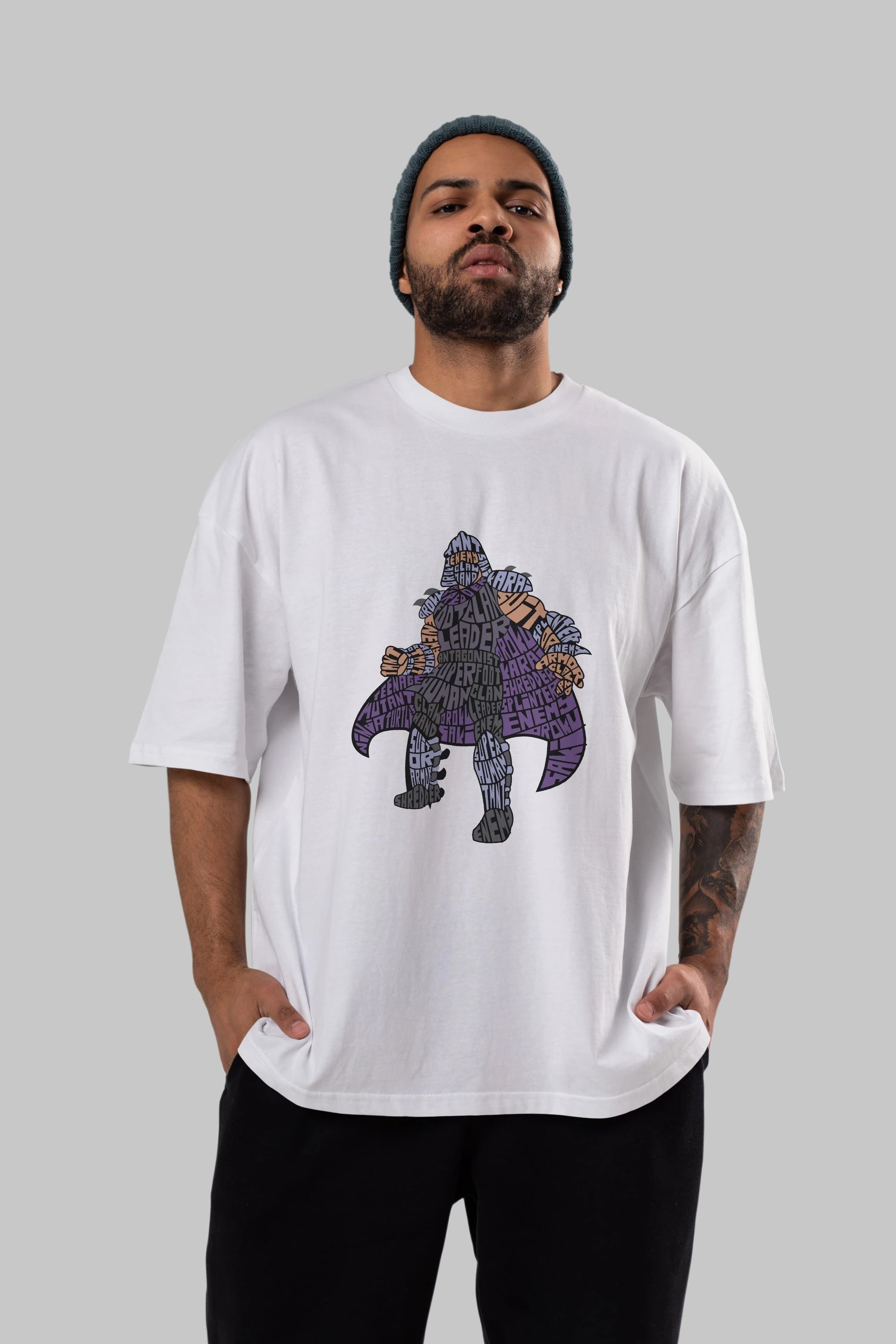 Foot Clan Leader Ön Baskılı Oversize t-shirt %100 pamuk Erkek Kadın Unisex