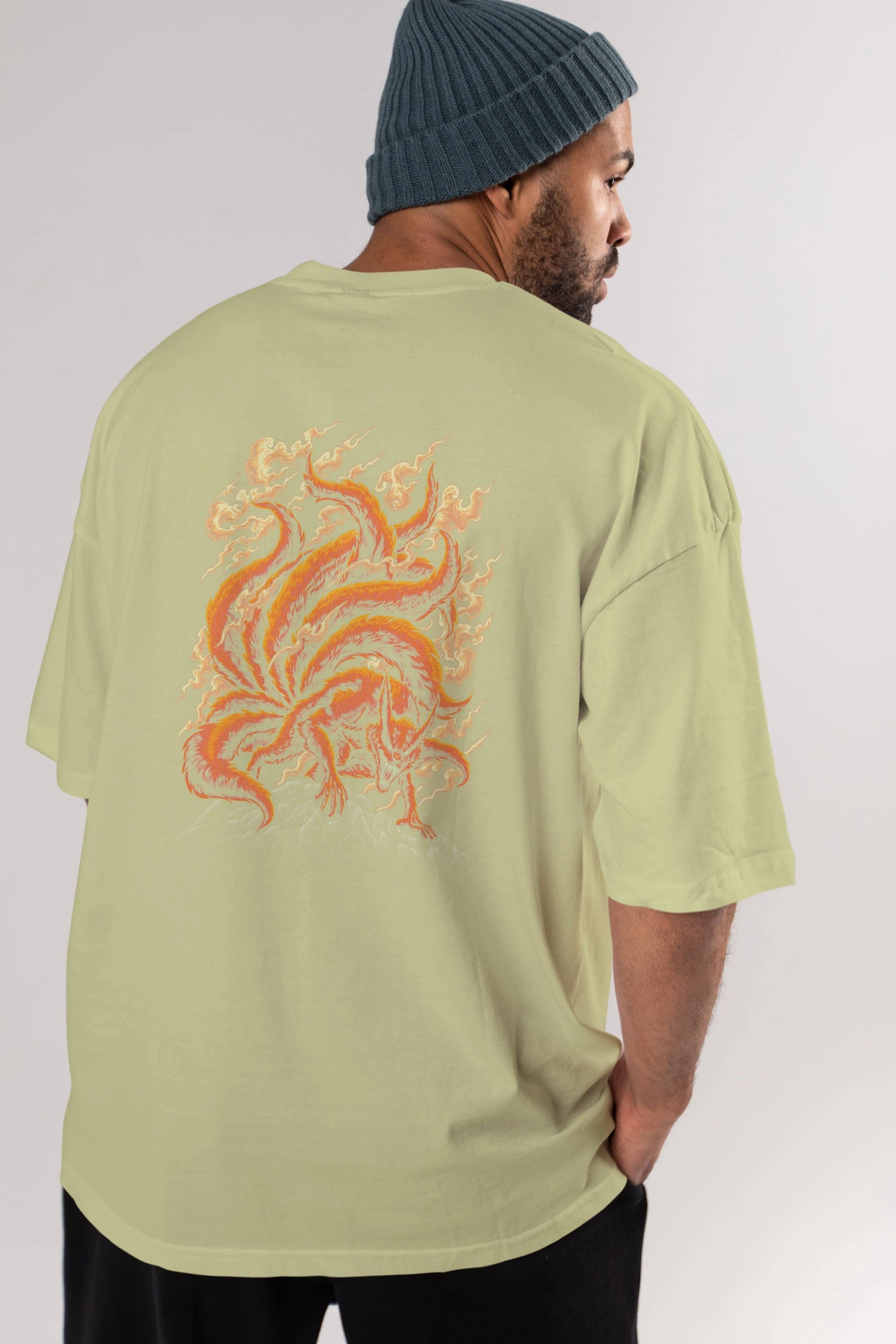 NARUTO KYUUBI Anime Arka Baskılı Oversize t-shirt Erkek Kadın Unisex
