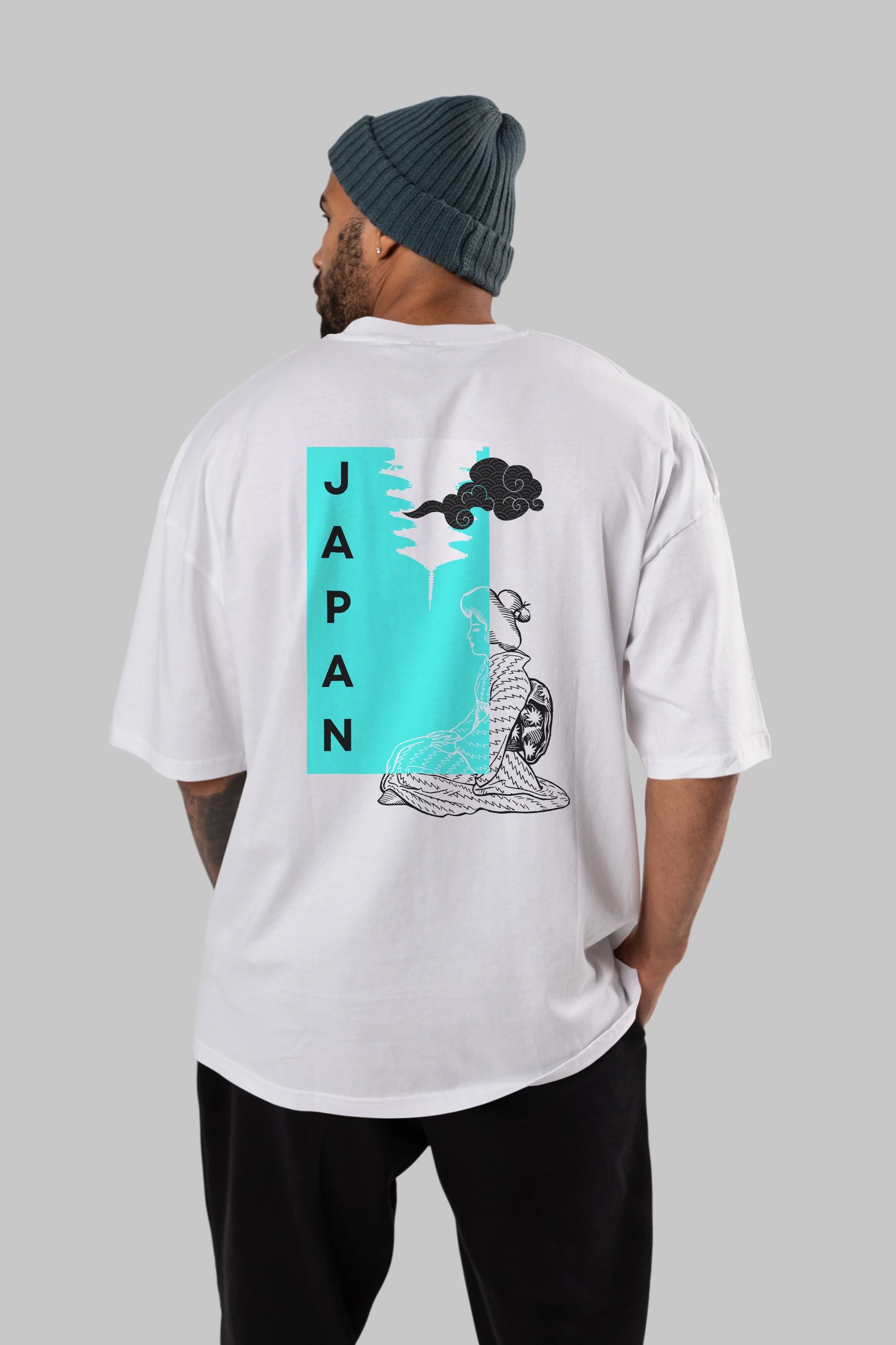 Japan Yazılı Streetwear Arka Baskılı Oversize t-shirt Erkek Kadın Unisex