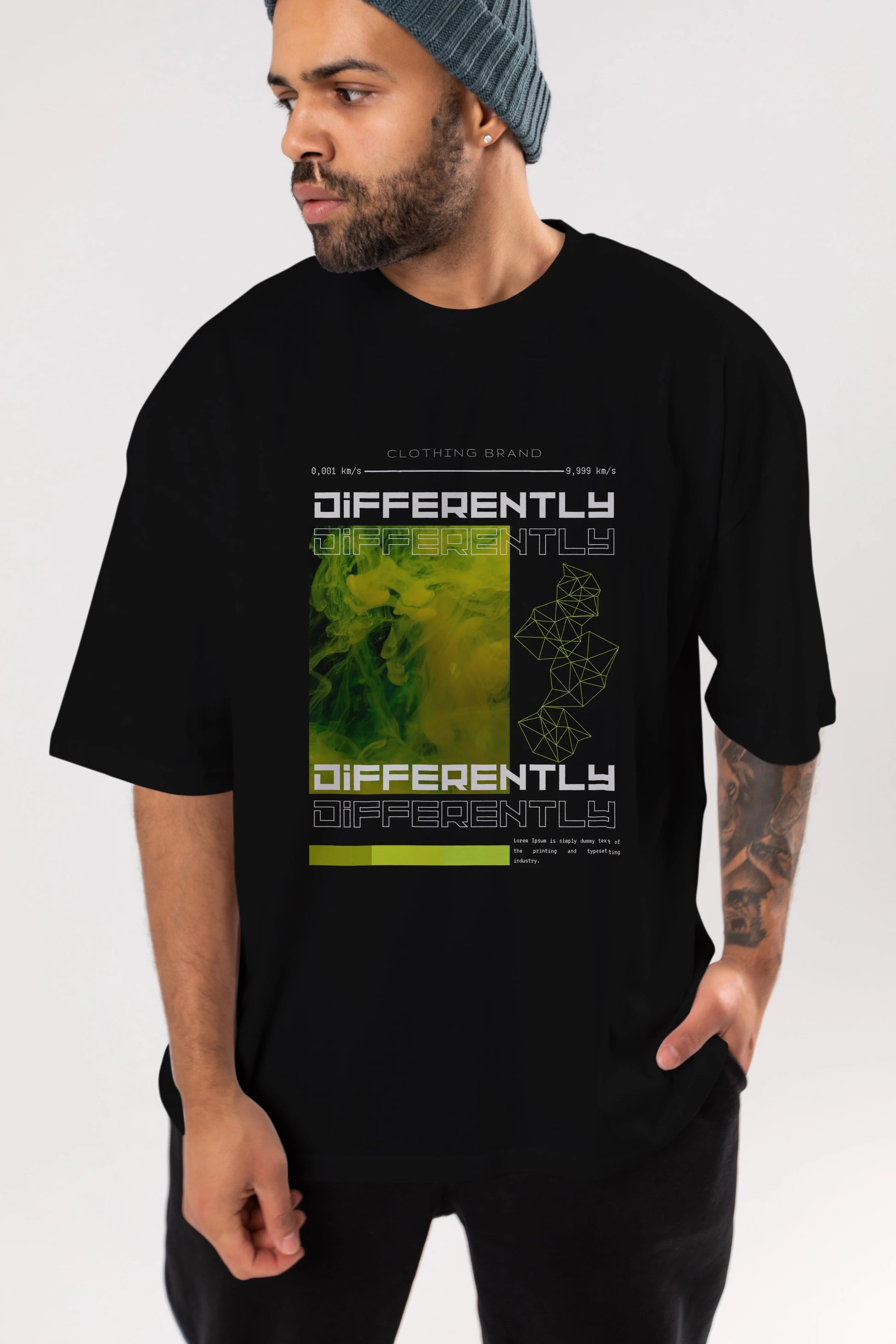 Differently Yazılı Ön Baskılı Oversize t-shirt Erkek Kadın Unisex