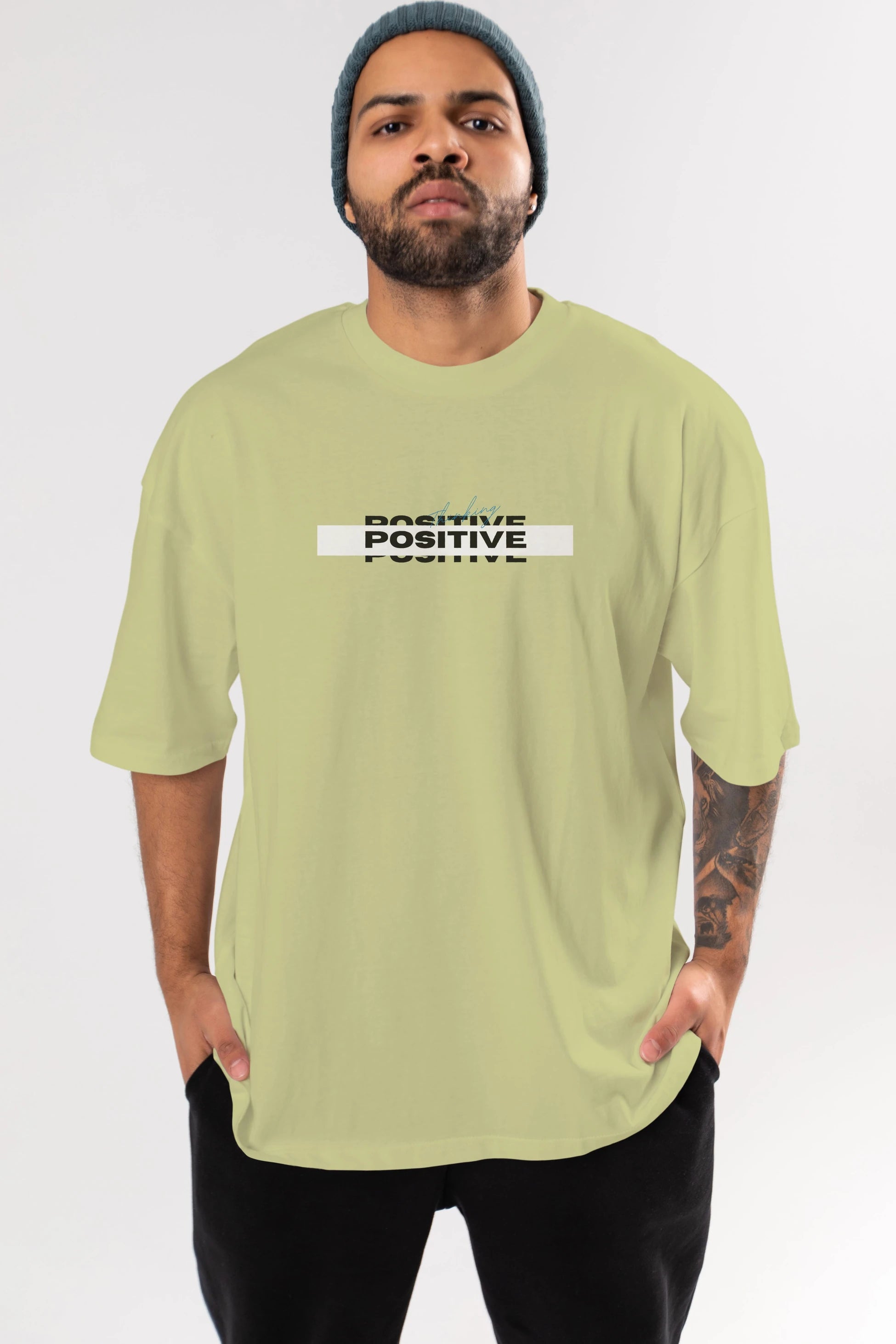 Positive Thinking Ön Baskılı Oversize t-shirt Erkek Kadın Unisex