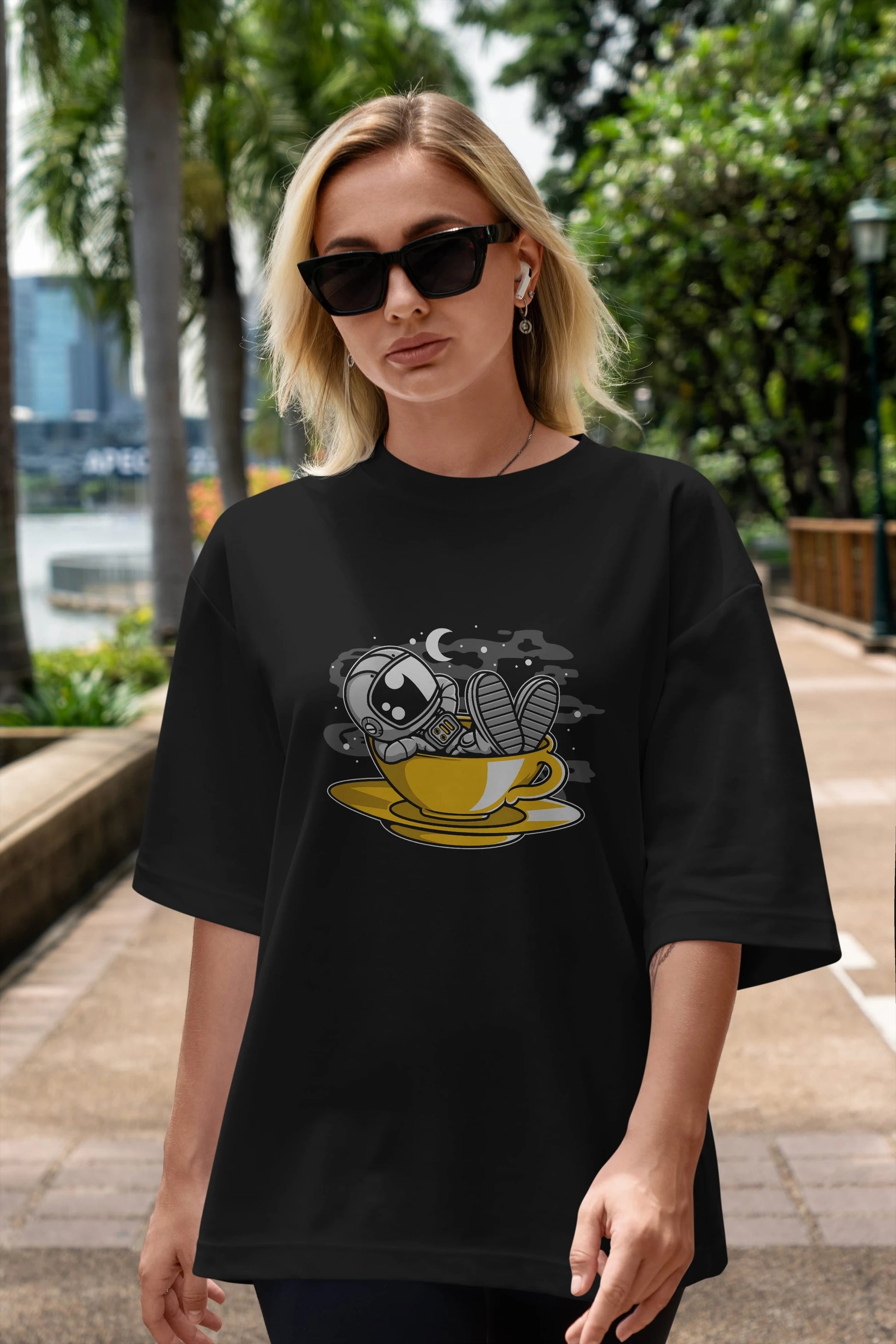 Astronaut Relax Ön Baskılı Oversize t-shirt Erkek Kadın Unisex