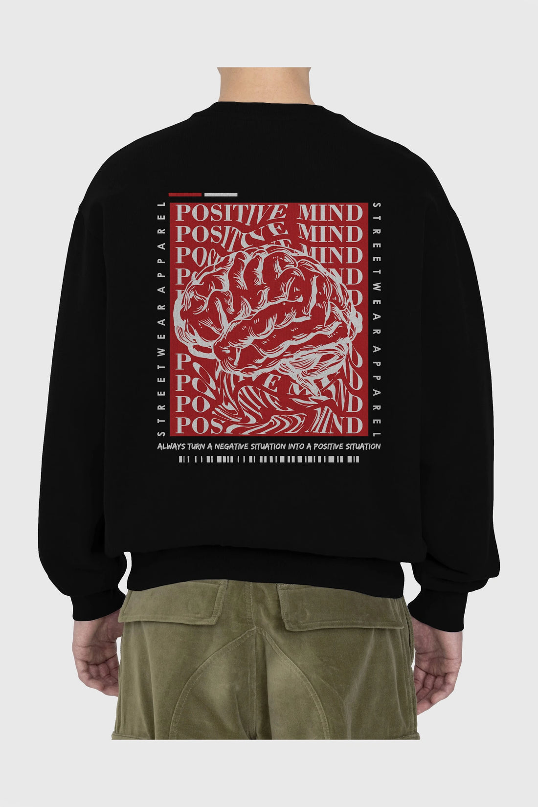 Positive Mind Arka Baskılı Oversize Sweatshirt Erkek Kadın Unisex
