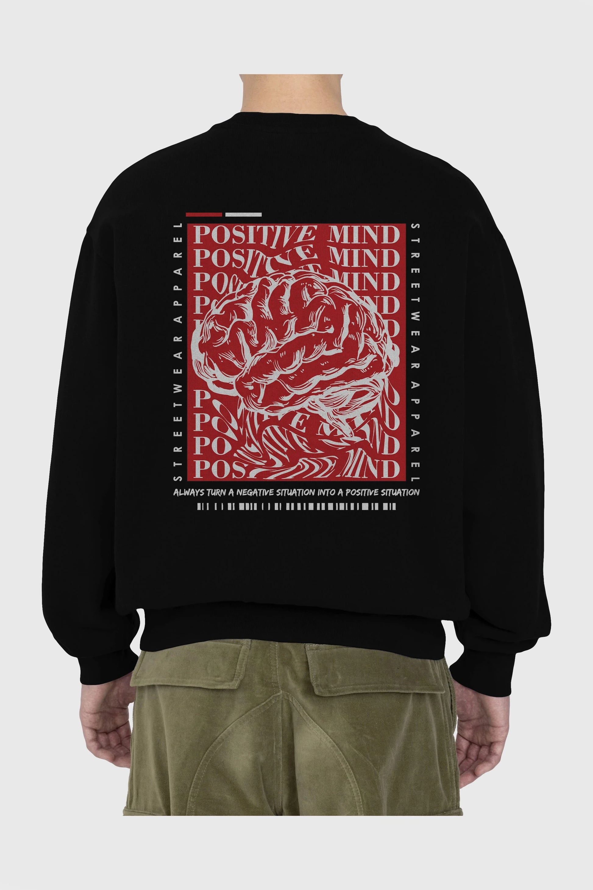 Positive Mind Arka Baskılı Oversize Sweatshirt Erkek Kadın Unisex
