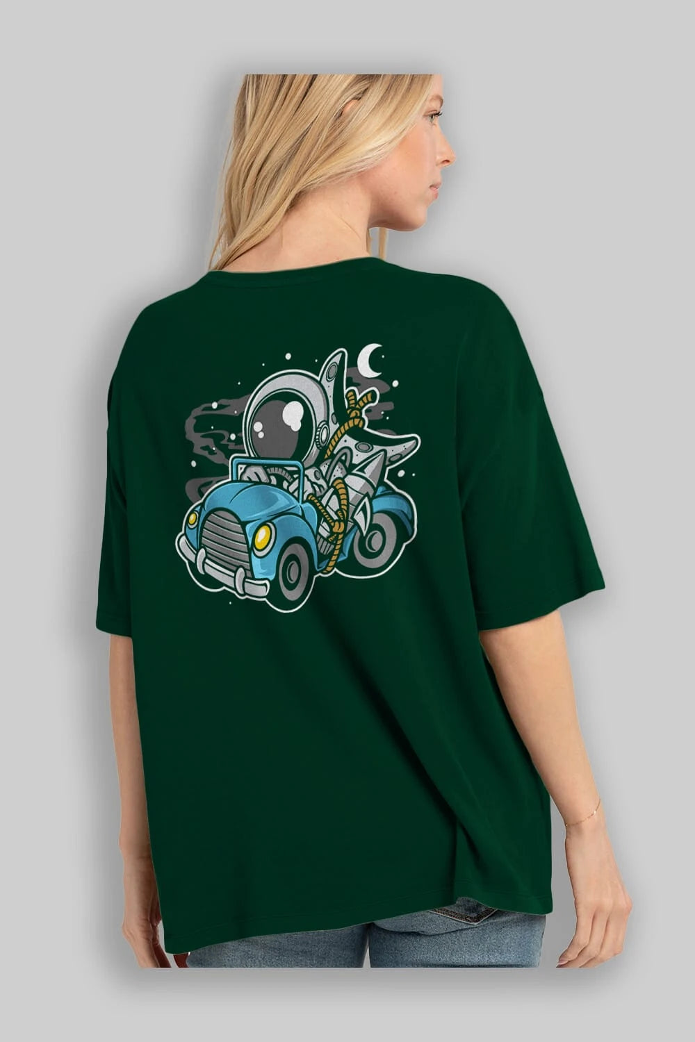 Astronaut Journey Arka Baskılı Oversize t-shirt Erkek Kadın Unisex