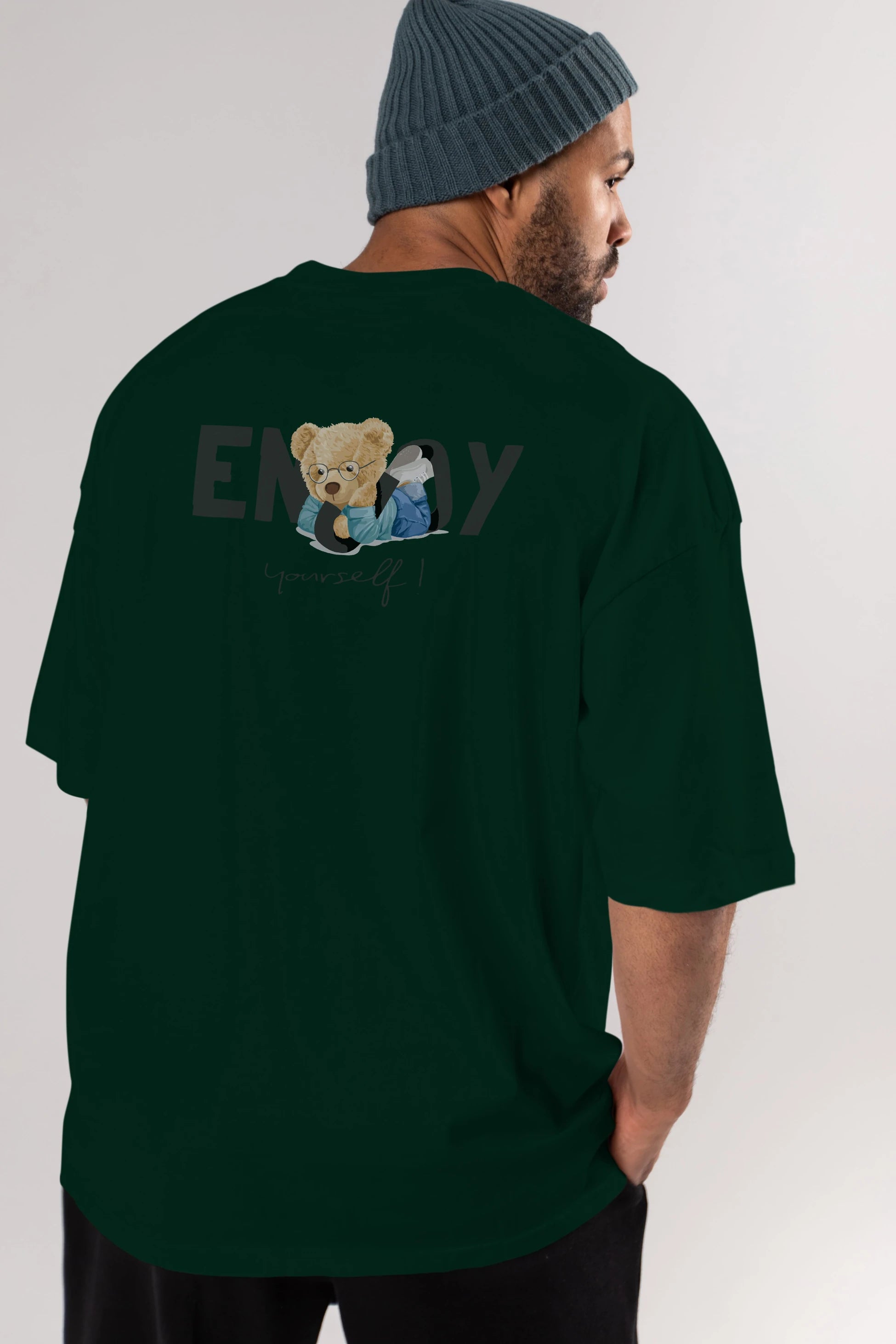Teddy Bear Yourself Arka Baskılı Oversize t-shirt Erkek Kadın Unisex %100 Pamuk