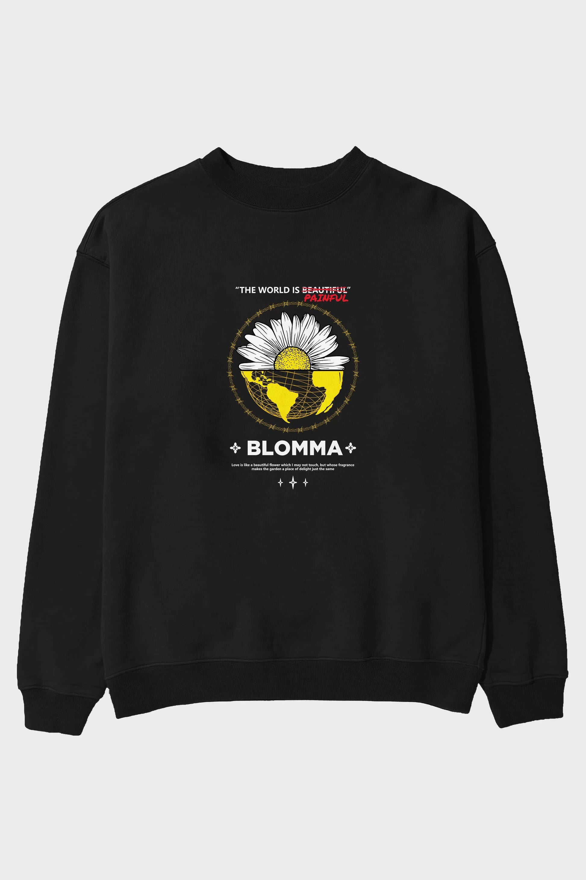 Blomma Ön Baskılı Oversize Sweatshirt Erkek Kadın Unisex