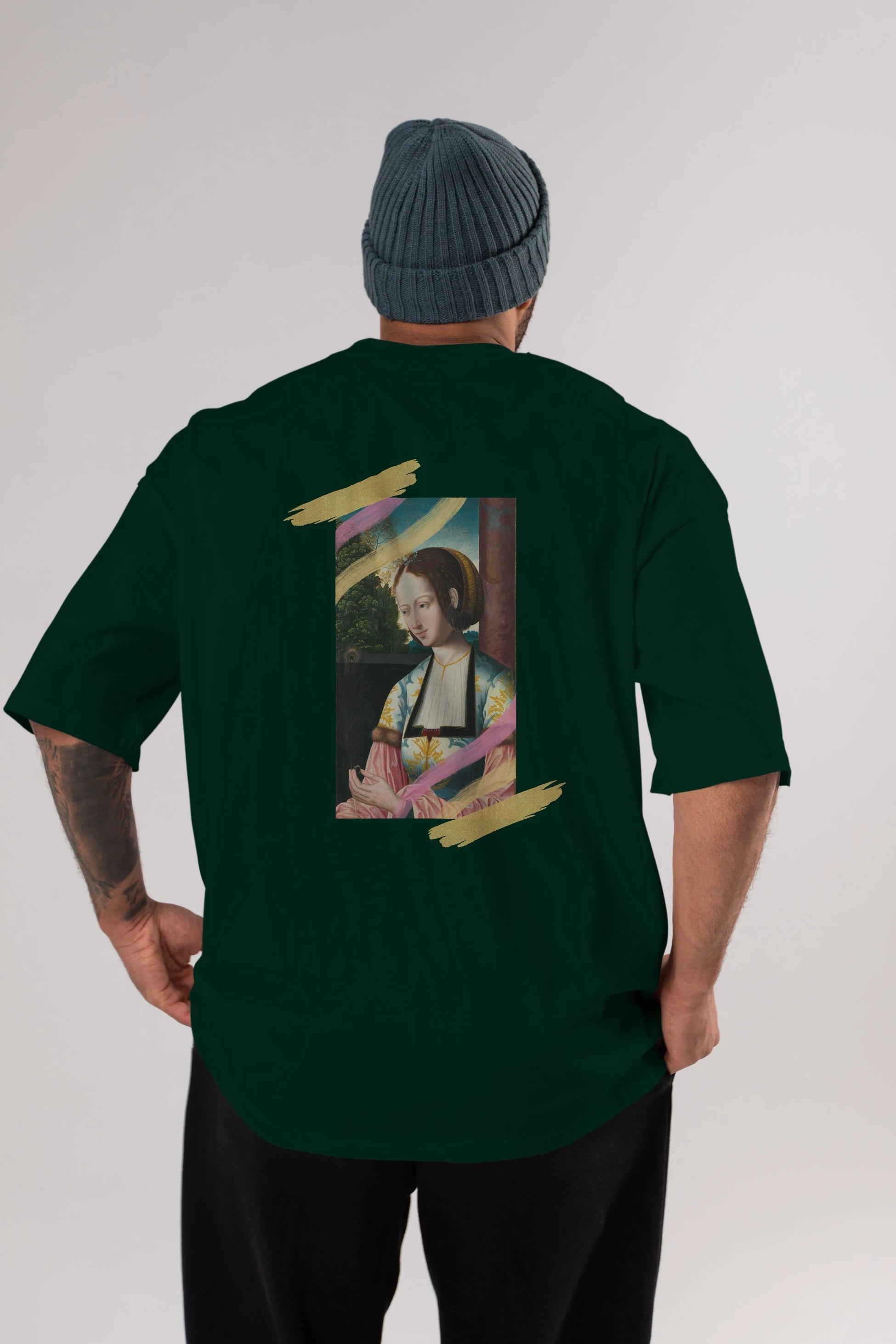 Woman Portrait Arka Baskılı Oversize t-shirt Erkek Kadın Unisex