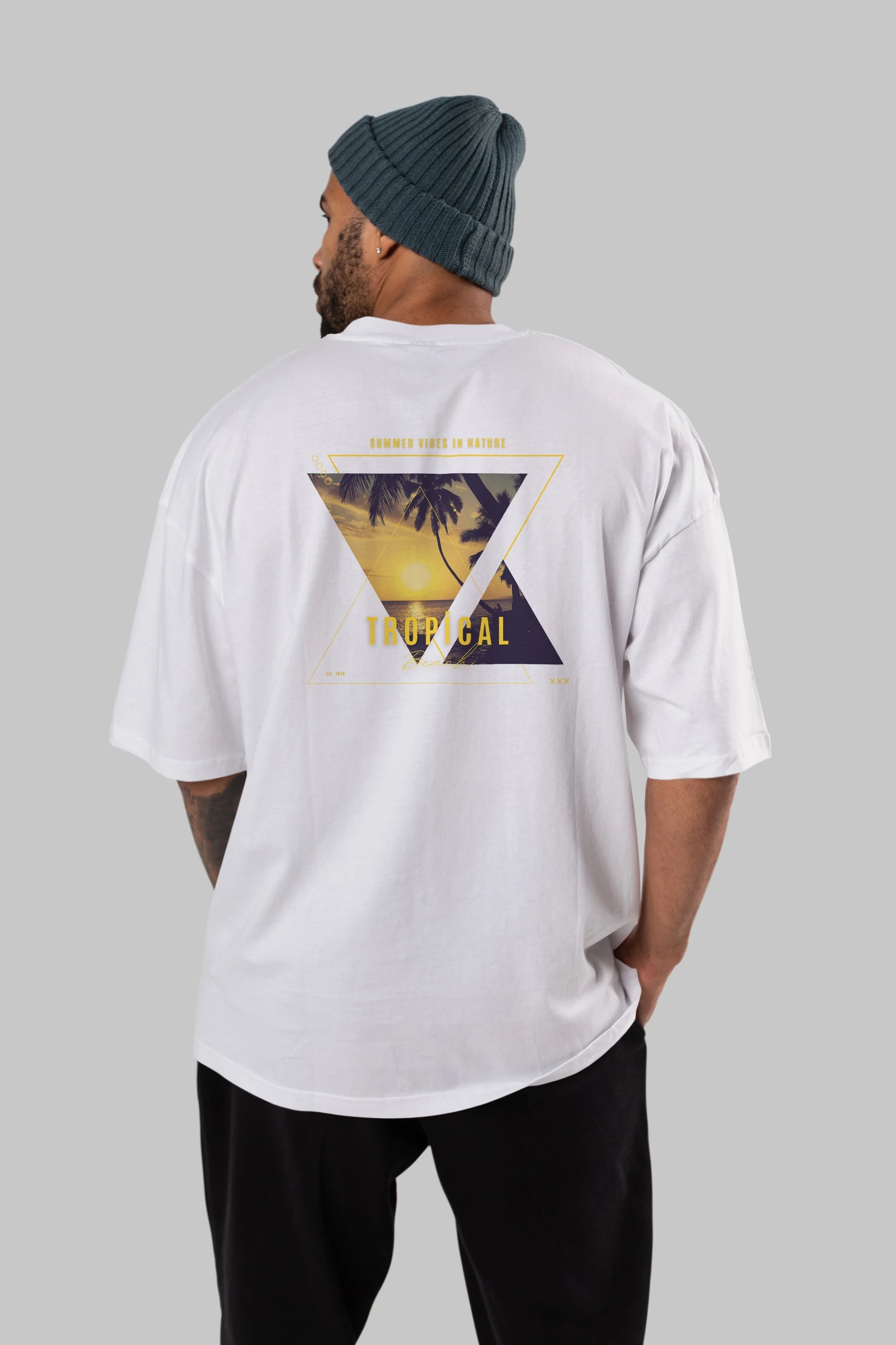 Summer Vibes Yazılı Arka Baskılı Oversize t-shirt Erkek Kadın Unisex
