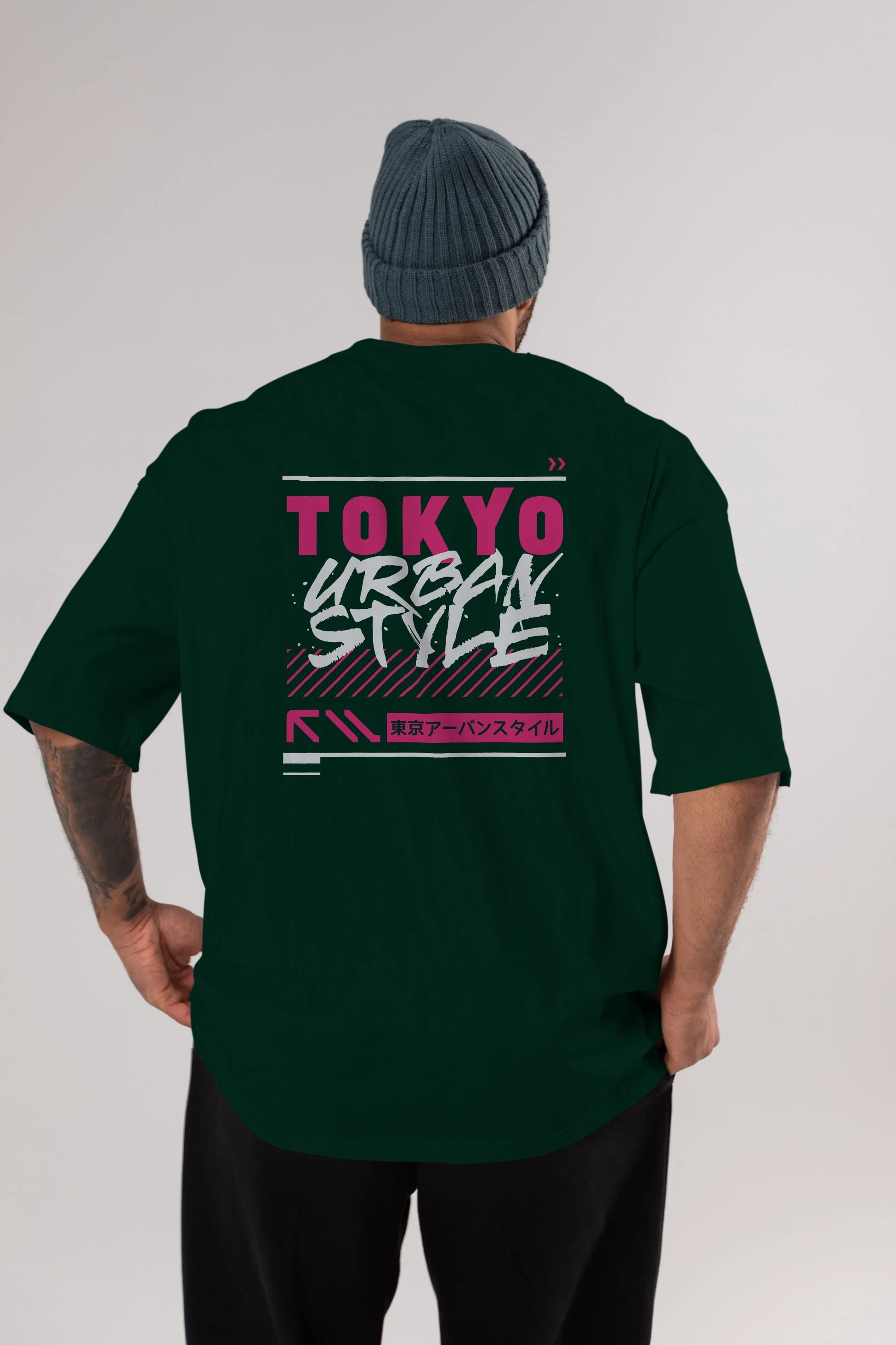 Tokyo Urban Style Arka Baskılı Oversize t-shirt Erkek Kadın Unisex