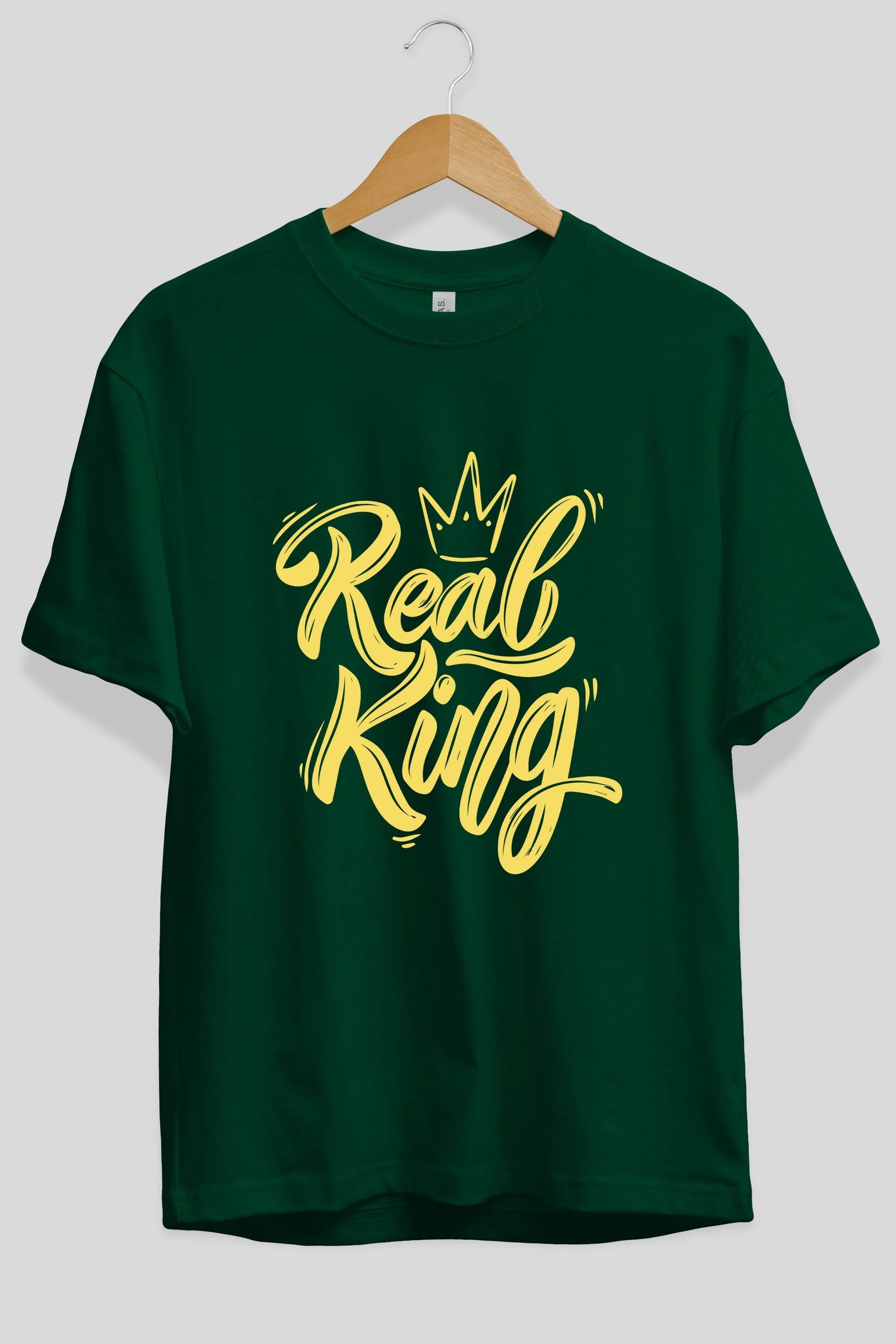Real King Yazılı Ön Baskılı Oversize t-shirt Erkek Kadın Unisex