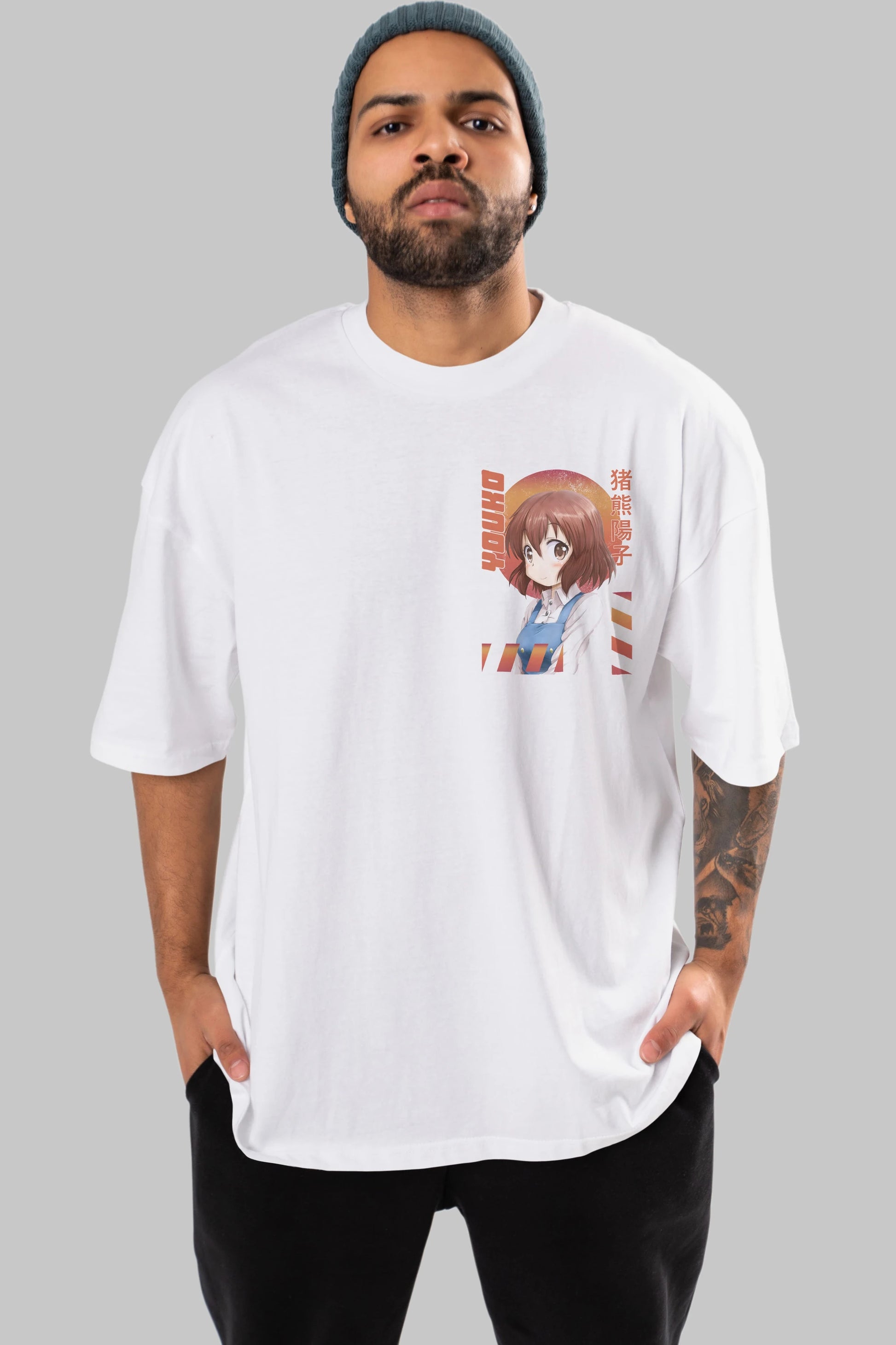 Youko Inokuma 5 Ön Sol Baskılı Oversize t-shirt Erkek Kadın Unisex %100 Pamuk Bisiklet Yaka tişort