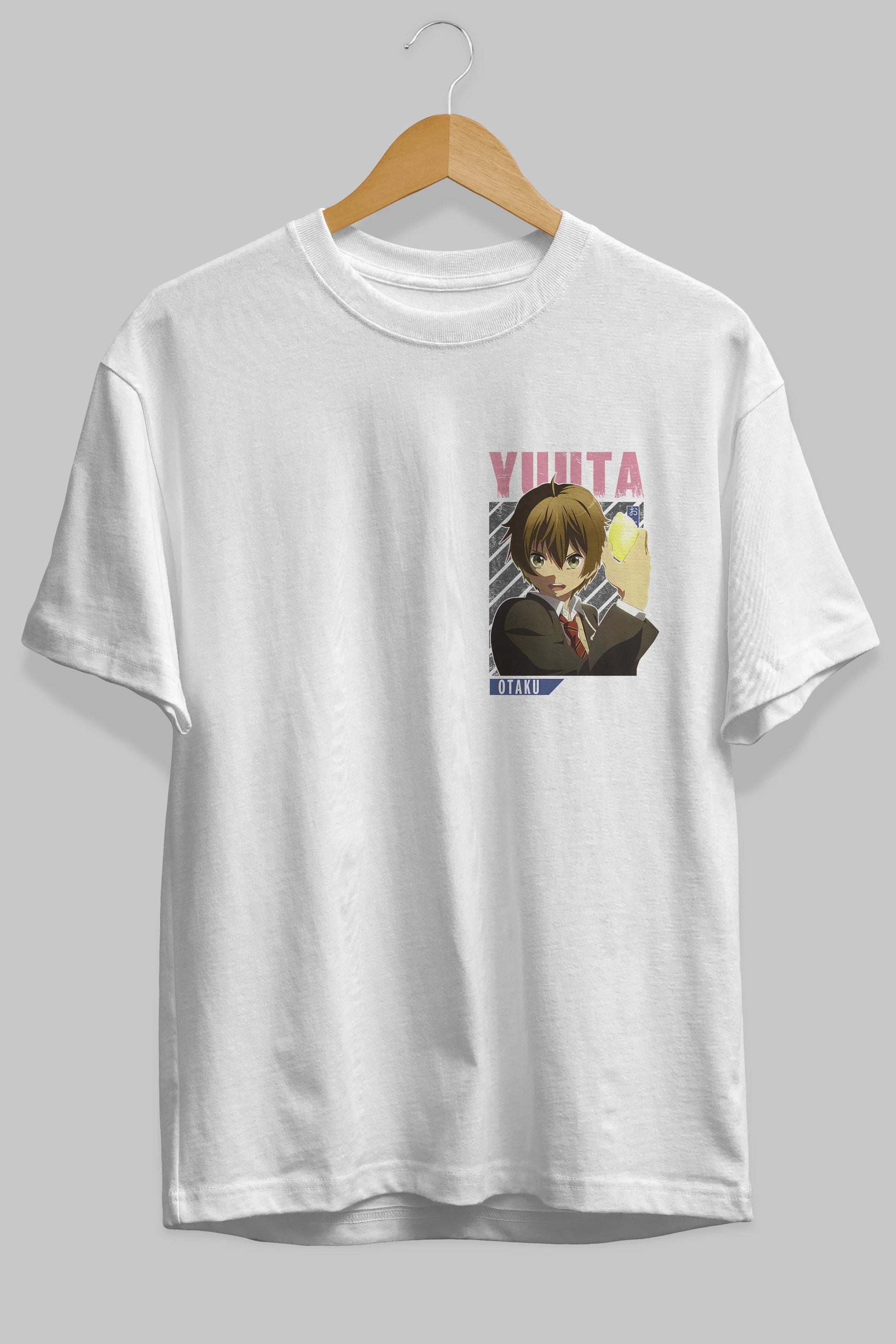 Yuuta Togashi 2 Ön Sol Baskılı Oversize t-shirt Erkek Kadın Unisex %100 Pamuk Bisiklet Yaka tişort