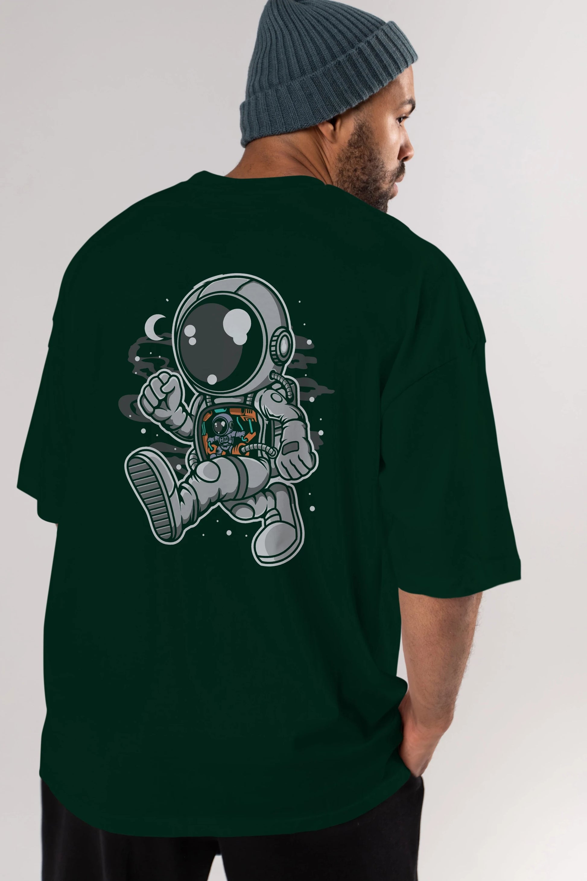 Astronaut Robotic Machine Arka Baskılı Oversize t-shirt Erkek Kadın Unisex