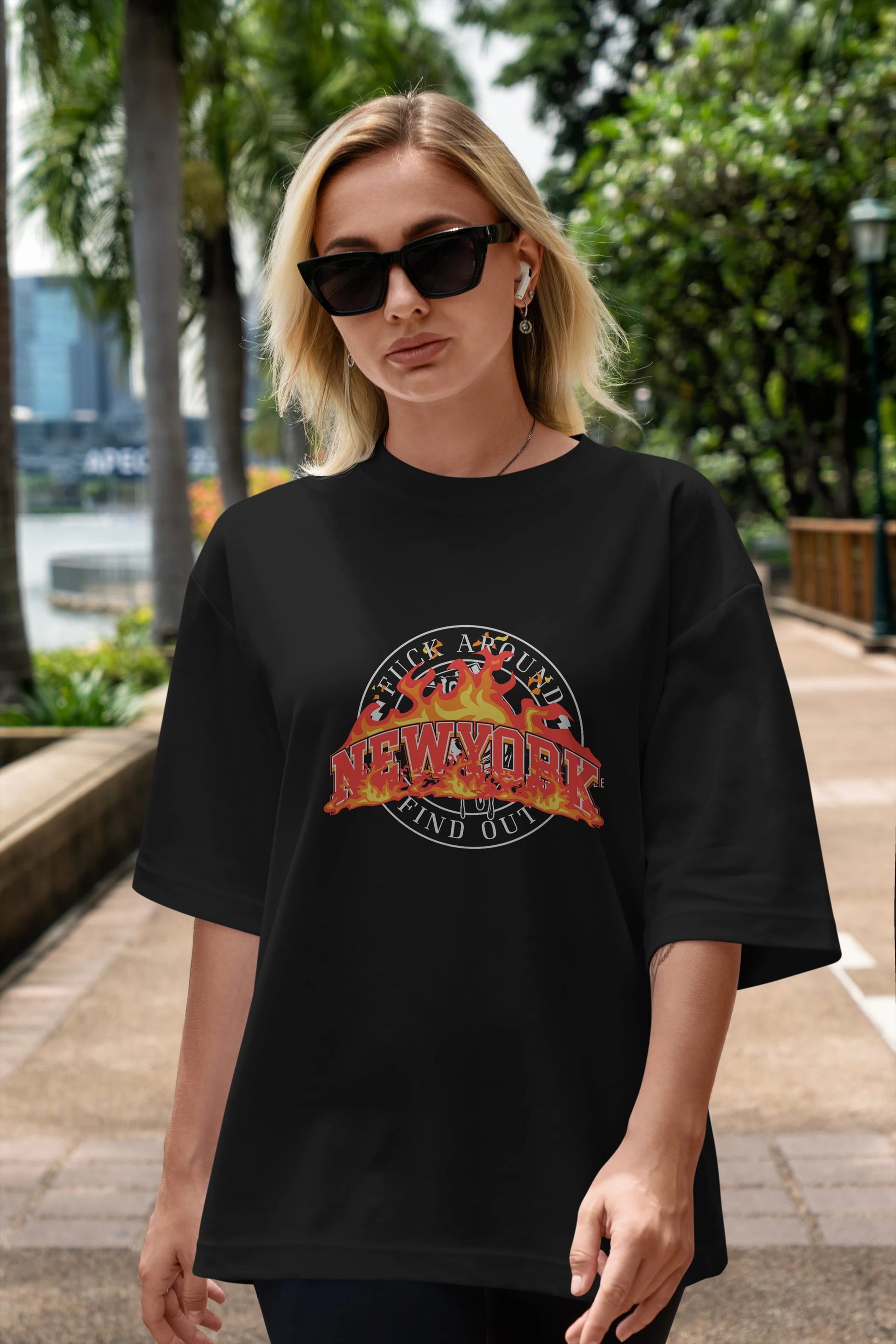 Newyork Style Ön Baskılı Oversize t-shirt Erkek Kadın Unisex