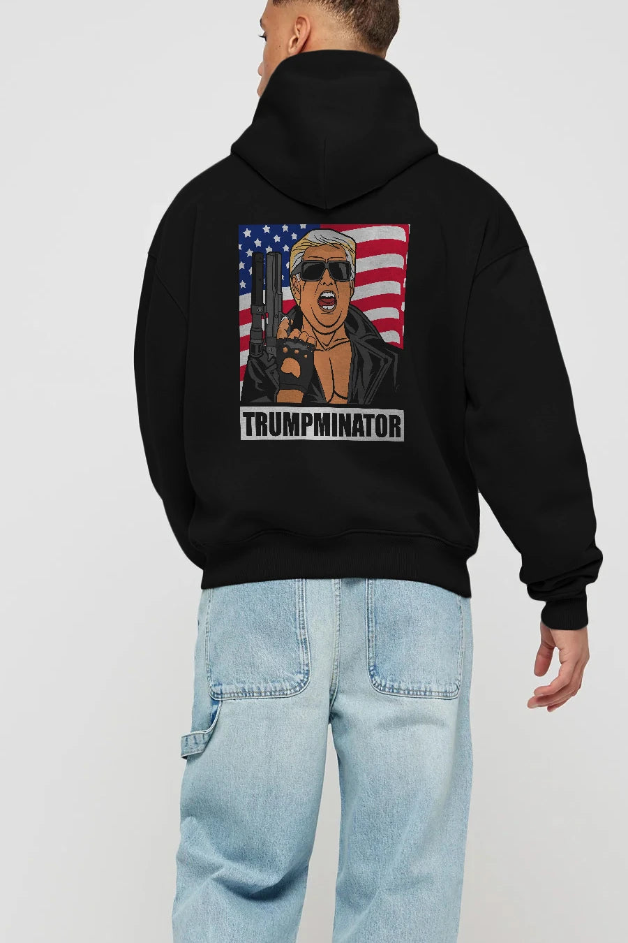 Trumpminator Arka Baskılı Hoodie Oversize Kapüşonlu Sweatshirt Erkek Kadın Unisex