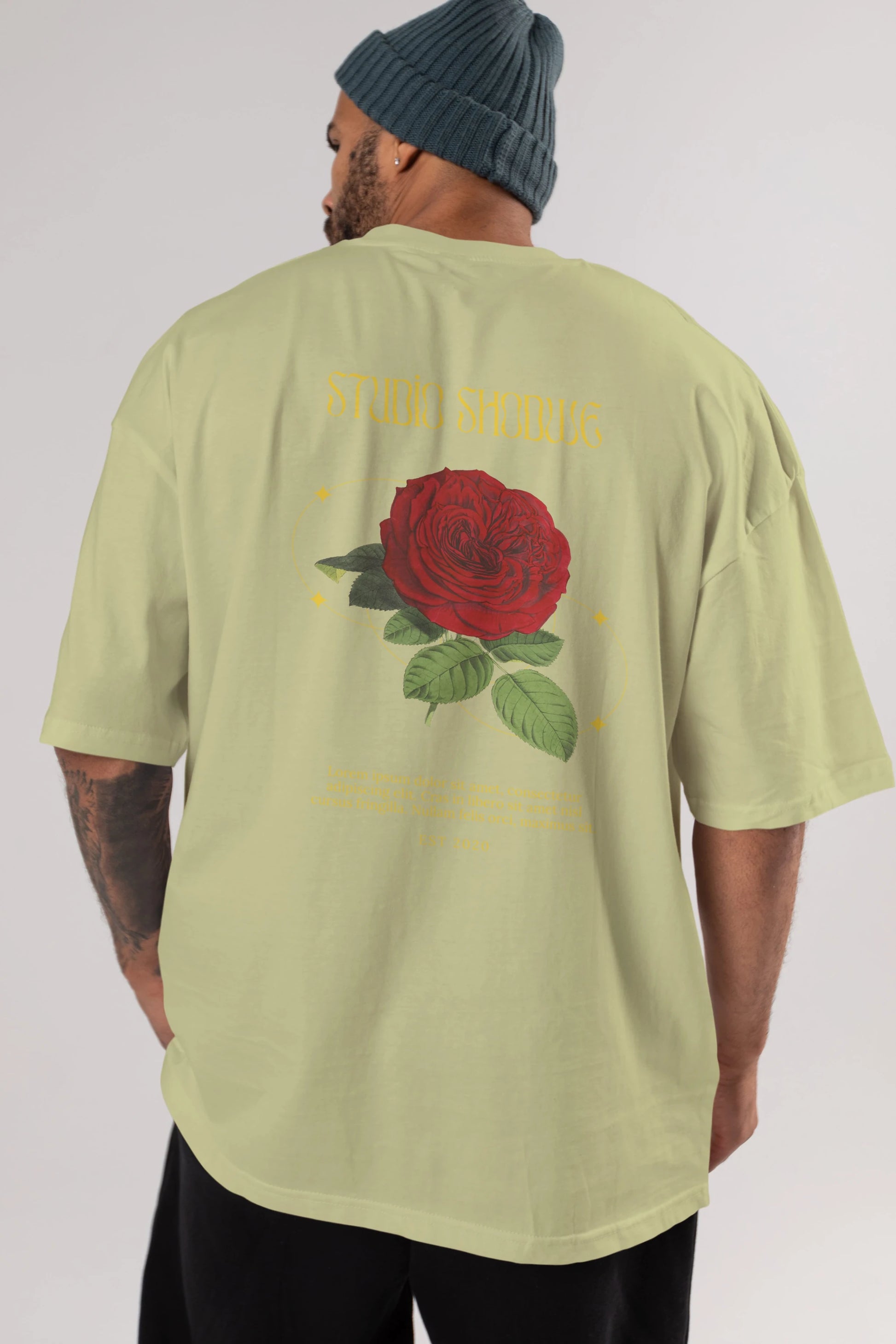 Studio Shodwe Rose Arka Baskılı Oversize t-shirt Erkek Kadın Unisex
